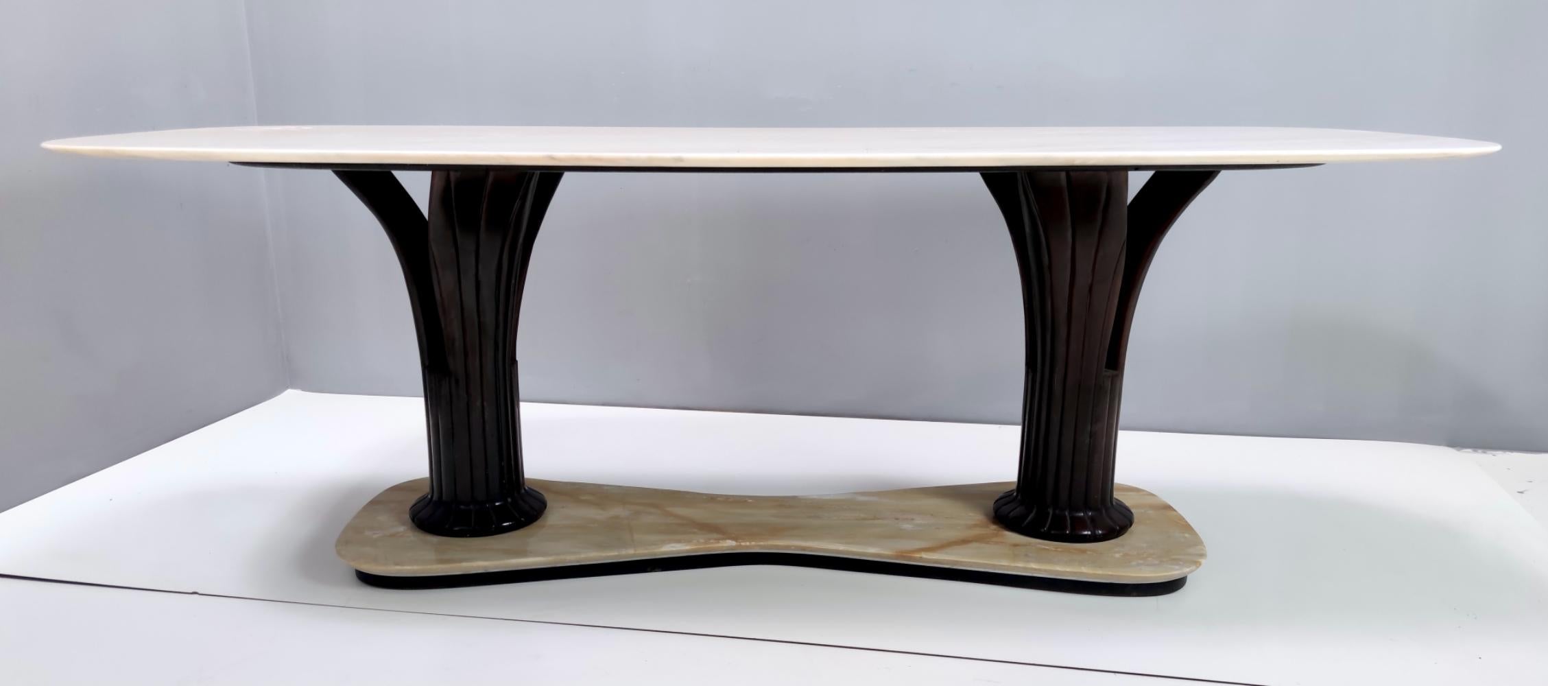 Italian Dining Table Ascribable to Osvaldo Borsani with a Portuguese Pink Marble Top