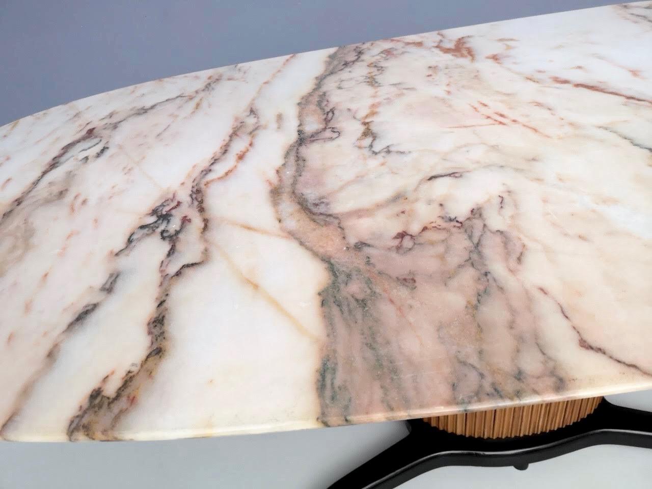 Dining Table Ascribable to Paolo Buffa with a Pink Marble Top, Italy, 1950s 3