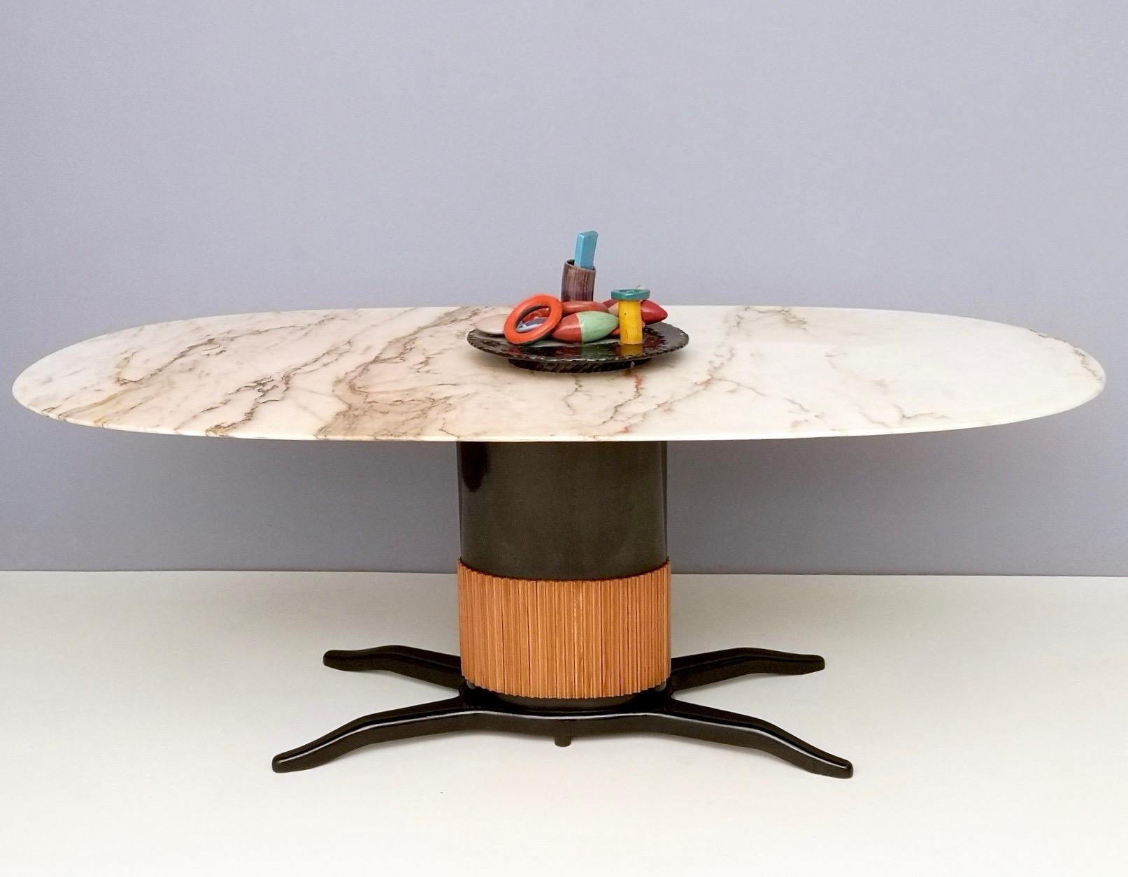 Italian Dining Table Ascribable to Paolo Buffa with a Pink Marble Top, Italy, 1950s