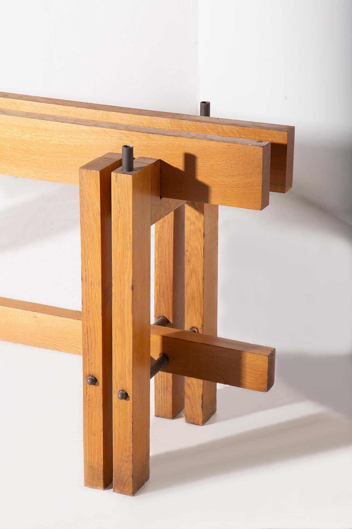 Mid-20th Century Dining table attr. to Carlo Scarpa geometric with glass top in vendita