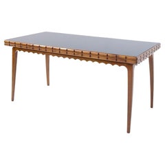 Dining Table Attributed to Paolo Buffa in Walnut and Glass