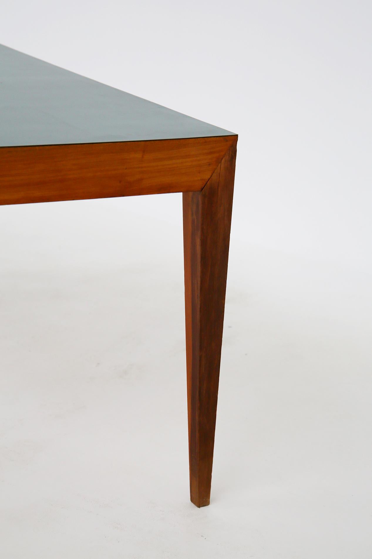 Dining Table Attributed to Gio Ponti in Walnut and Green Formica, 1950s 2