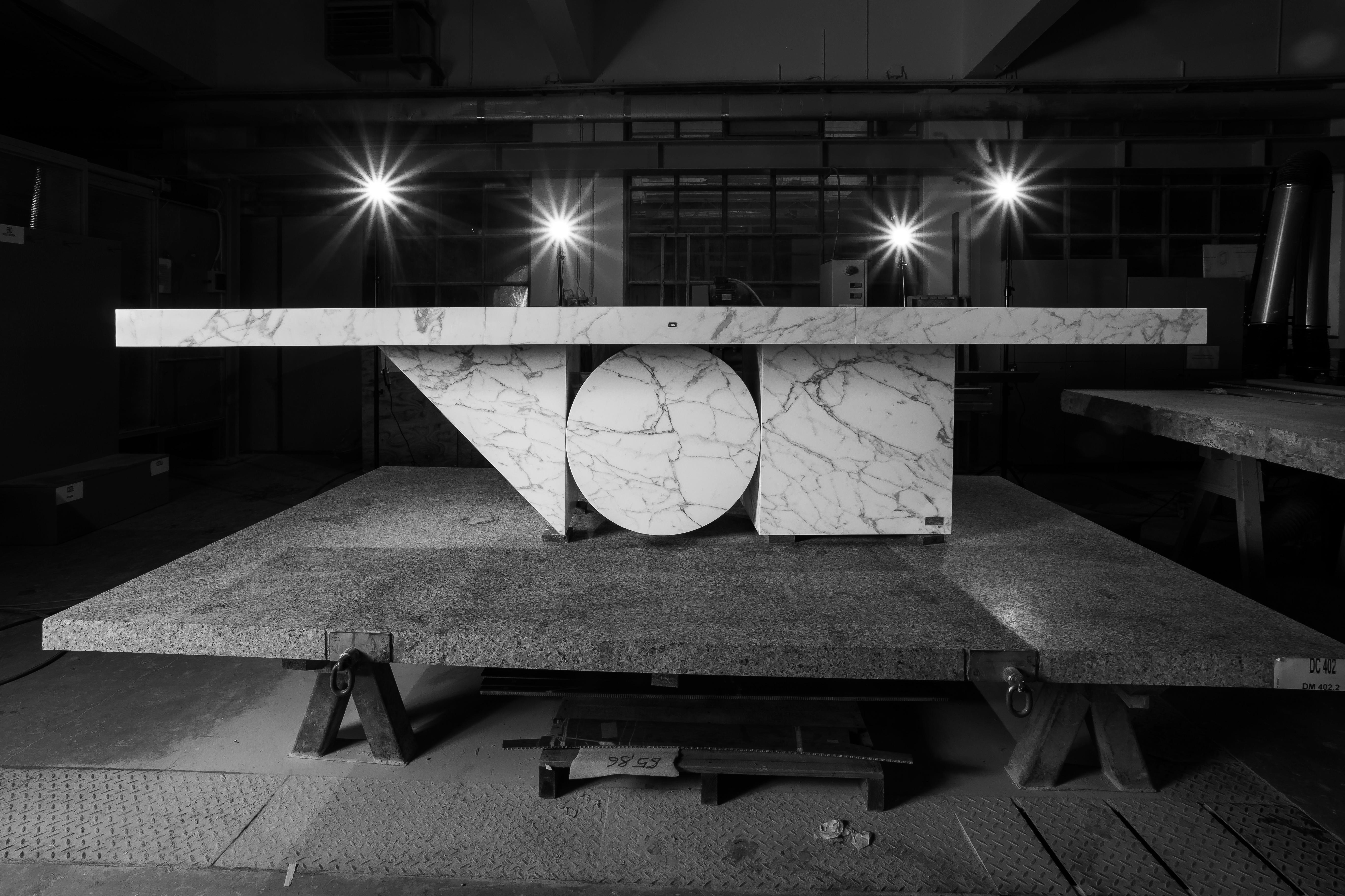 Bauhaus FELIX SCHWAKE Dining-Table Black Wood 300x140x76cm Triangle, Circle, Square Leg For Sale