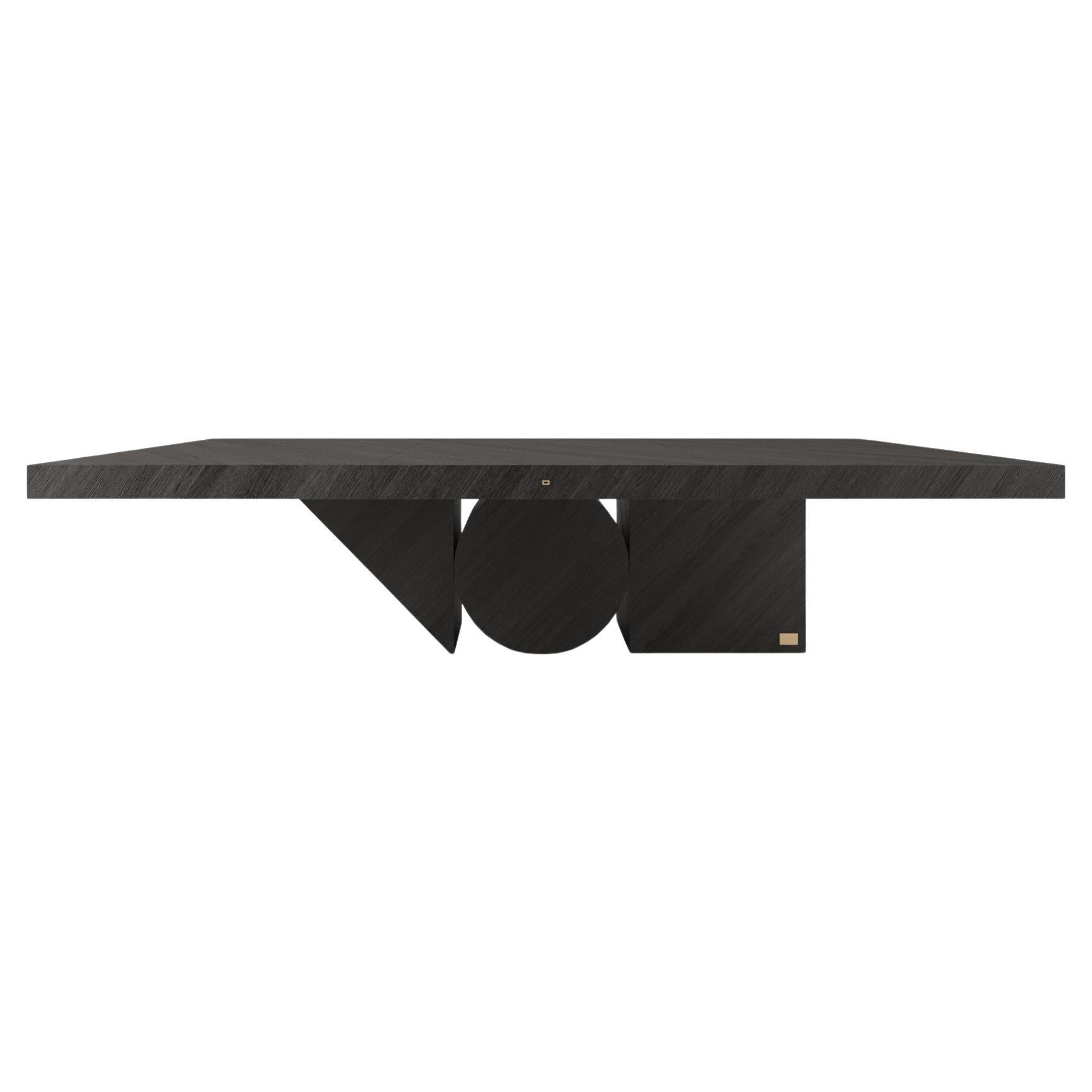 FELIX SCHWAKE Dining-Table Black Wood 300x140x76cm Triangle, Circle, Square Leg For Sale