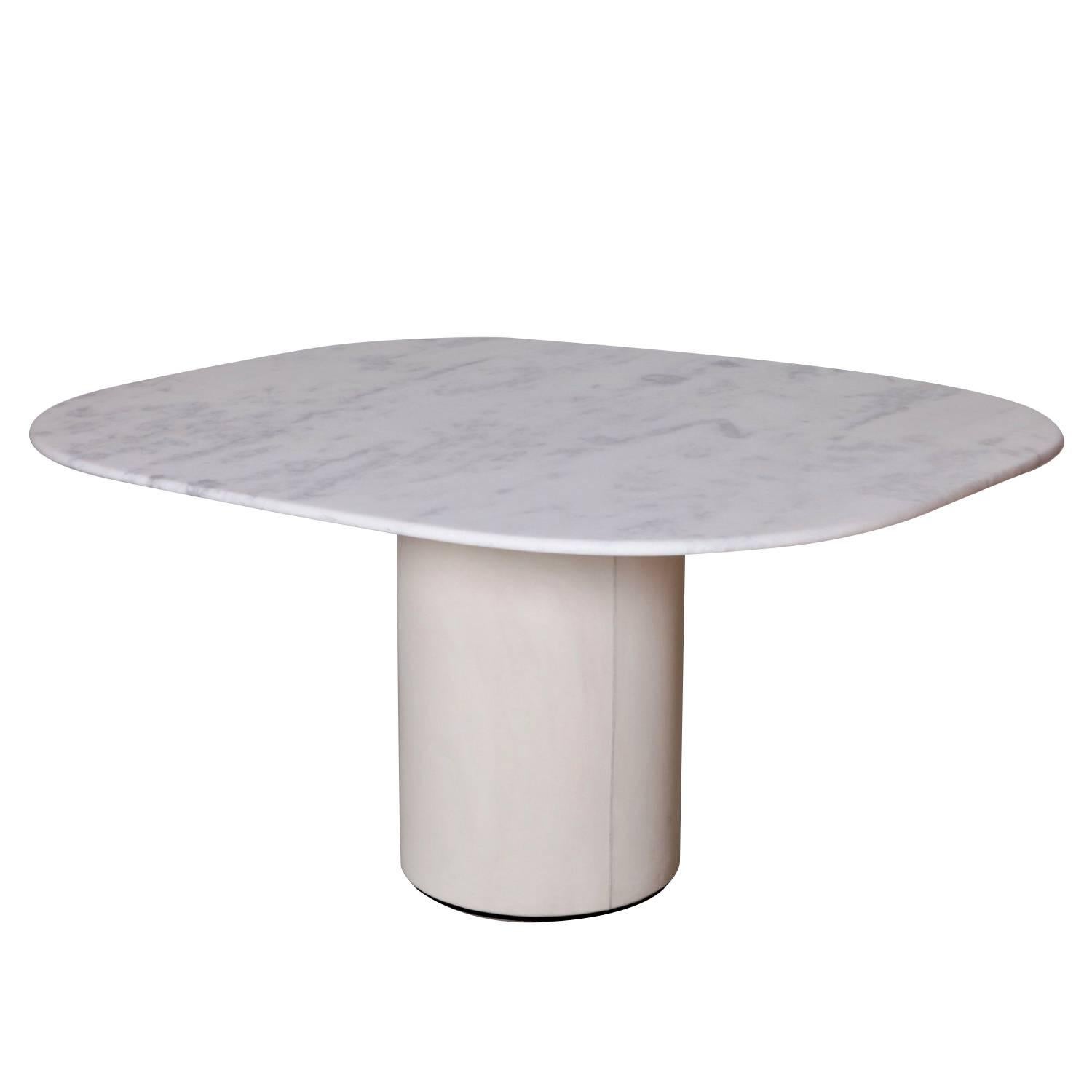 Dining Table by 1970s B&B Italia in Leather and Marble at 1stDibs