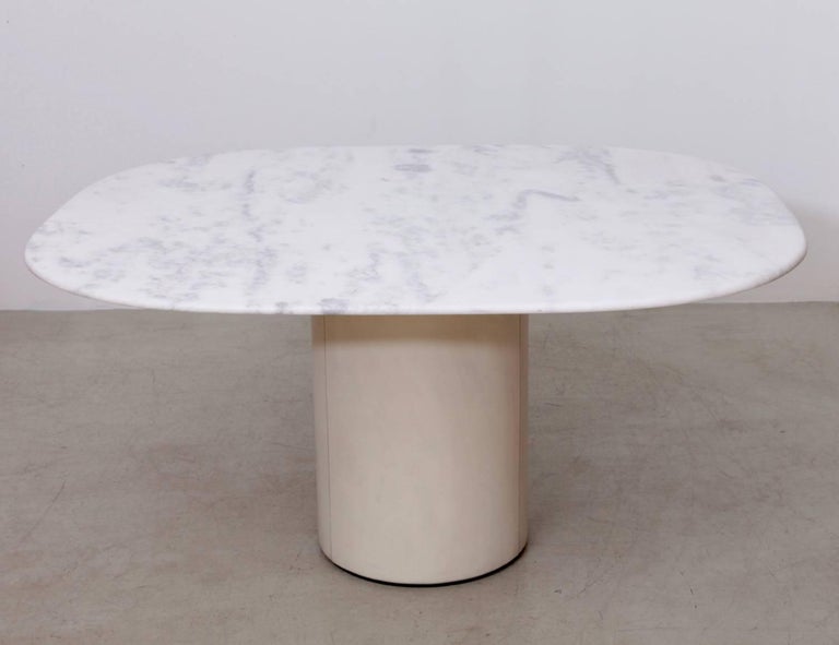 Dining Table by 1970s B&B Italia in Leather and Marble at 1stDibs