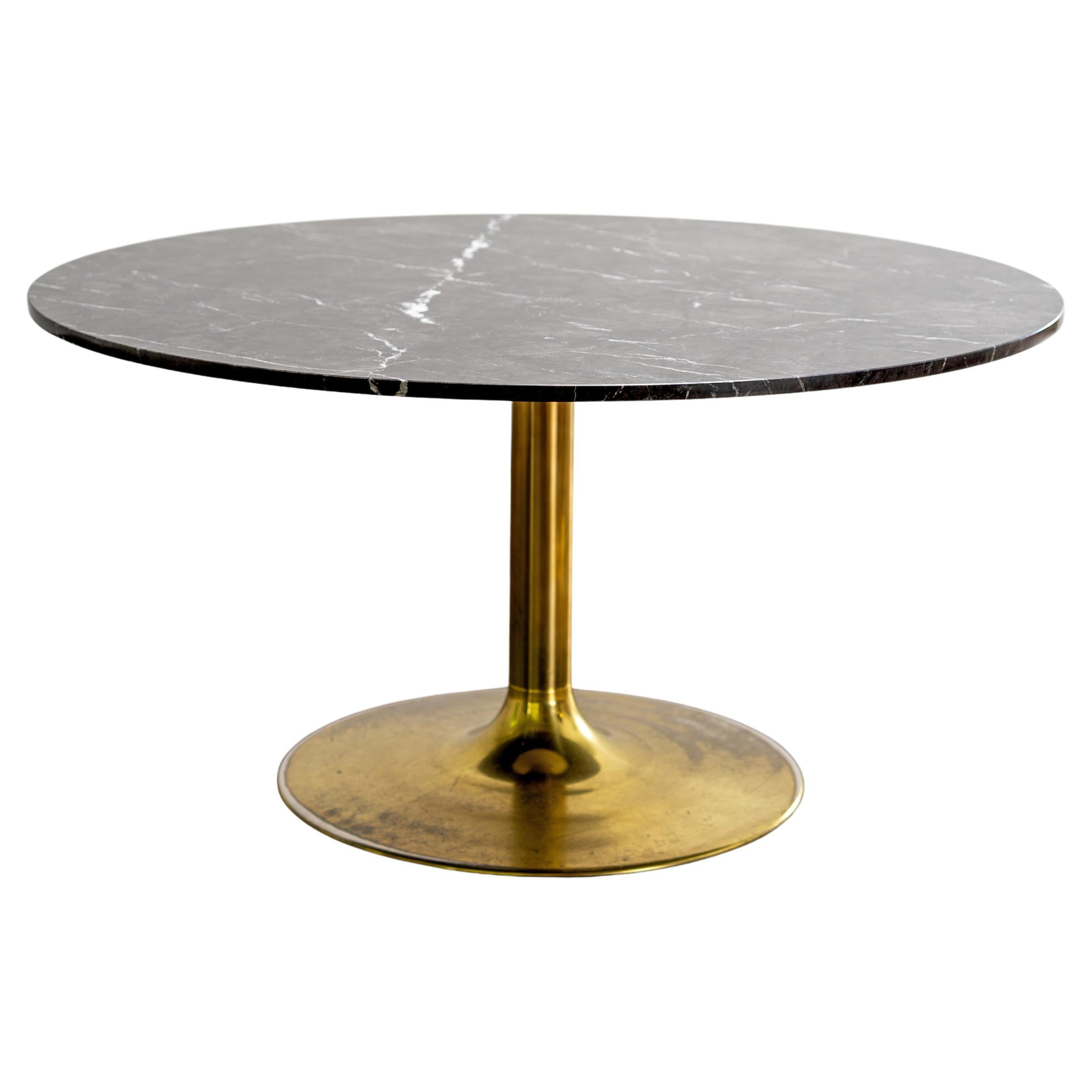 Table de salle à manger en marbre et laiton par Börje Johanson, Suède, années 1960