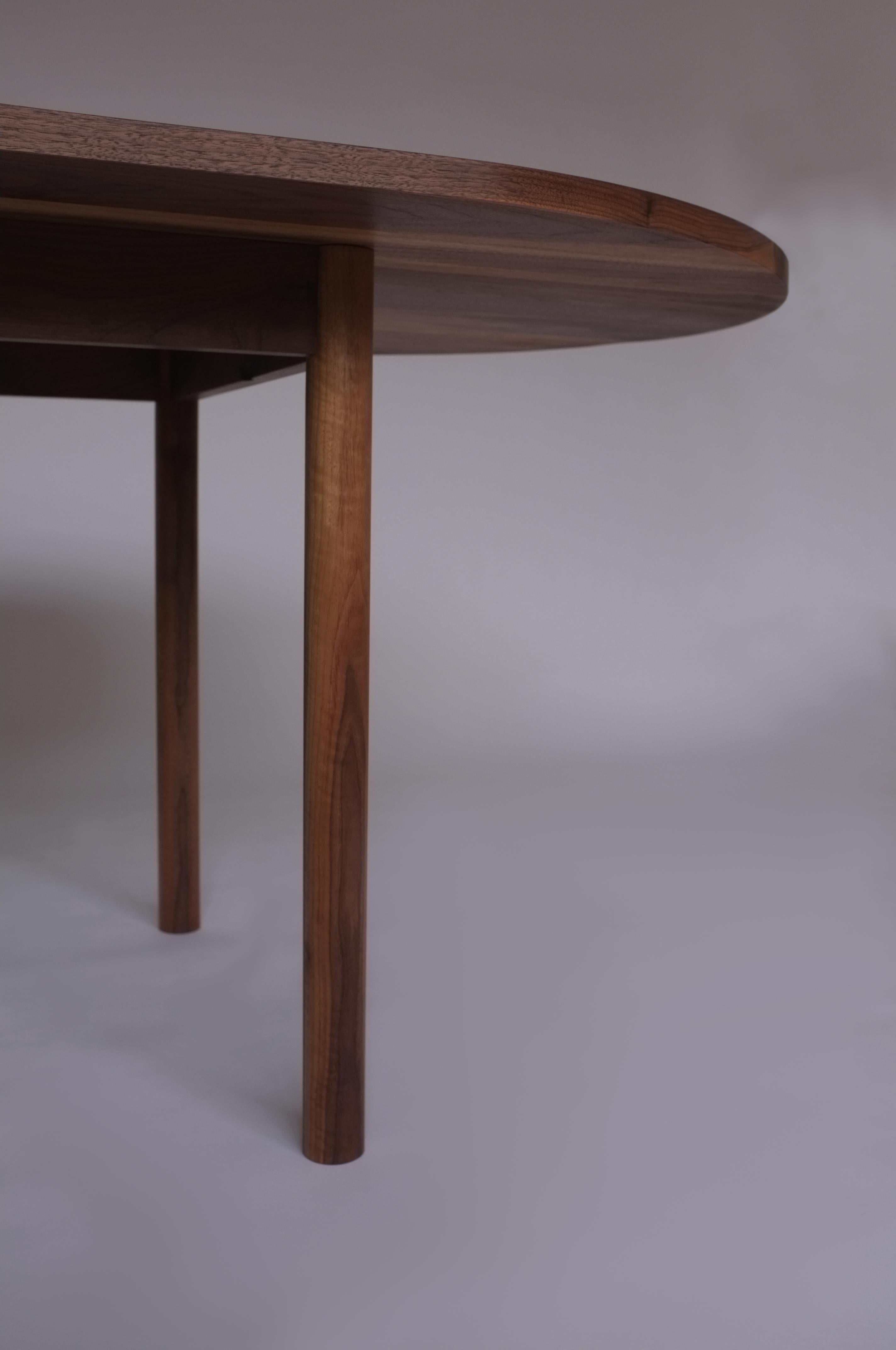 Hand-Crafted Dining Table by Campagna, Contemporary Minimal Pill Shaped Walnut Wooden Table