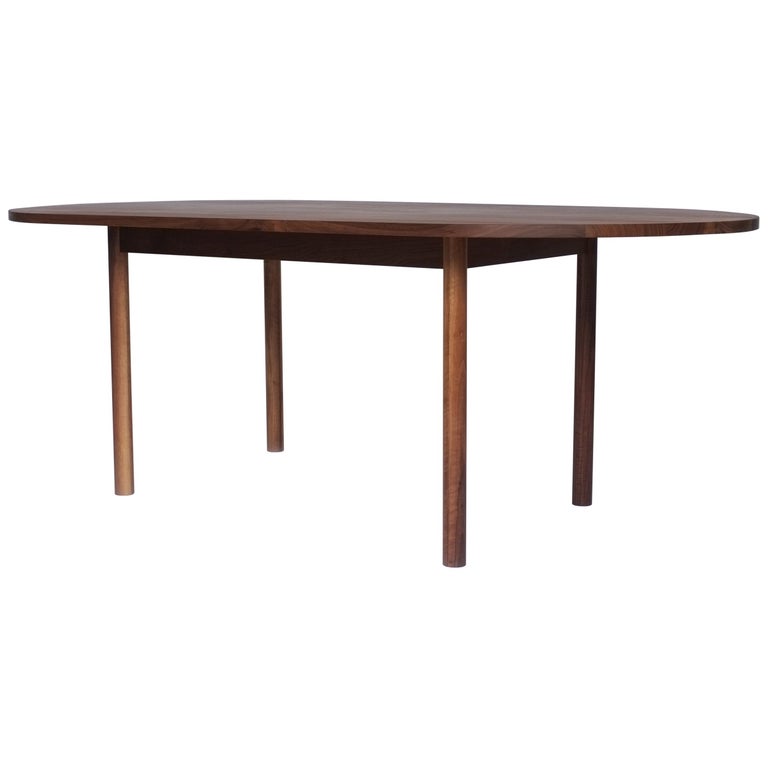 Dining Table by Campagna, Contemporary Minimal Pill Shaped Walnut Wooden Table