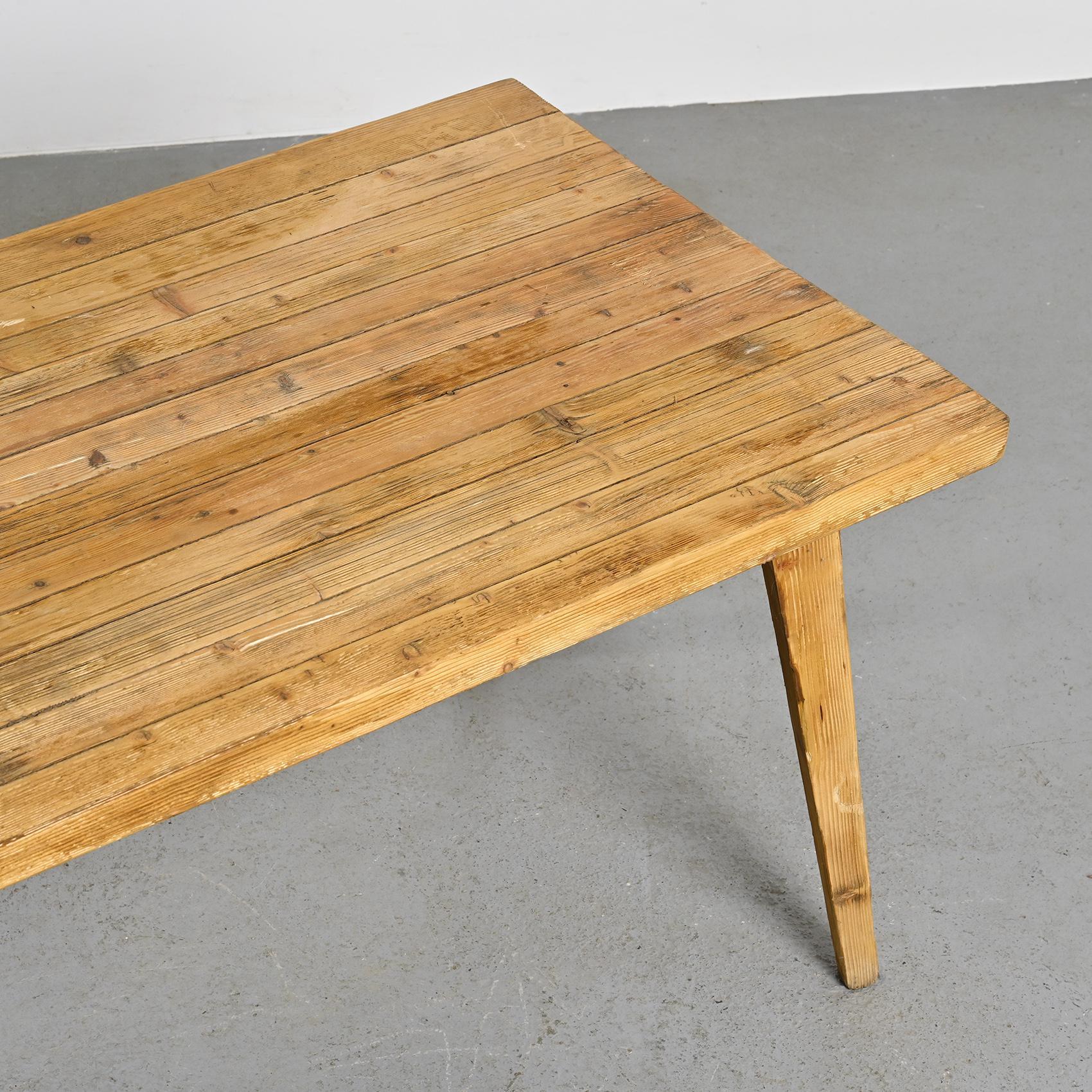 Pine Dining table by Christian Durupt, circa 1970 For Sale