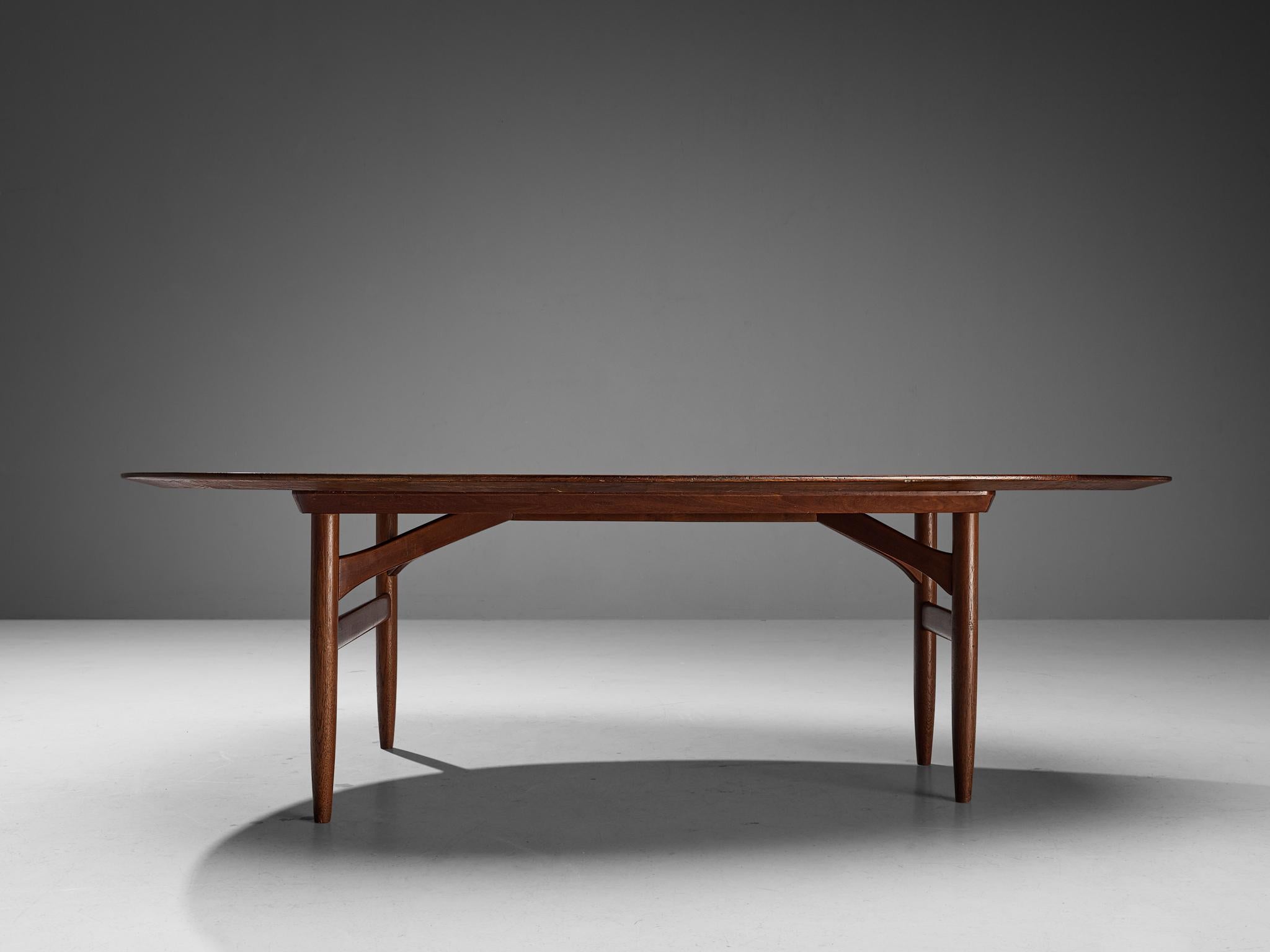 Mid-20th Century Dining Table by Danish Cabinetmaker in Teak and Maple For Sale