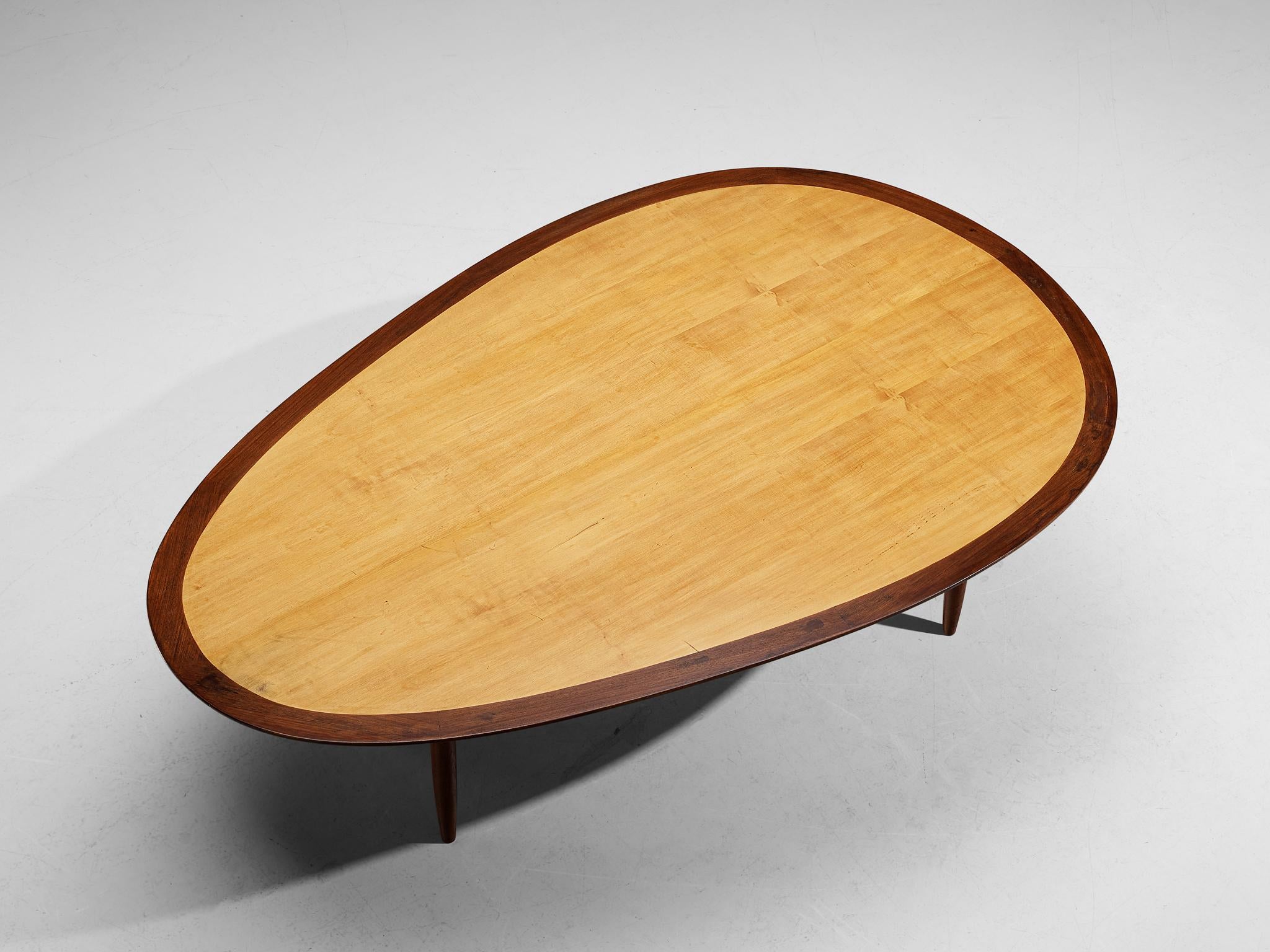 Dining Table by Danish Cabinetmaker in Teak and Maple For Sale 3