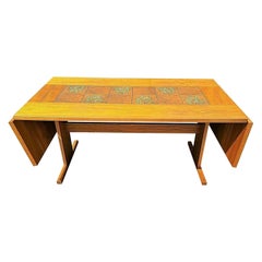 Dining Table by Gangso Mobler Teak & Botanical Tile Drop Leaf