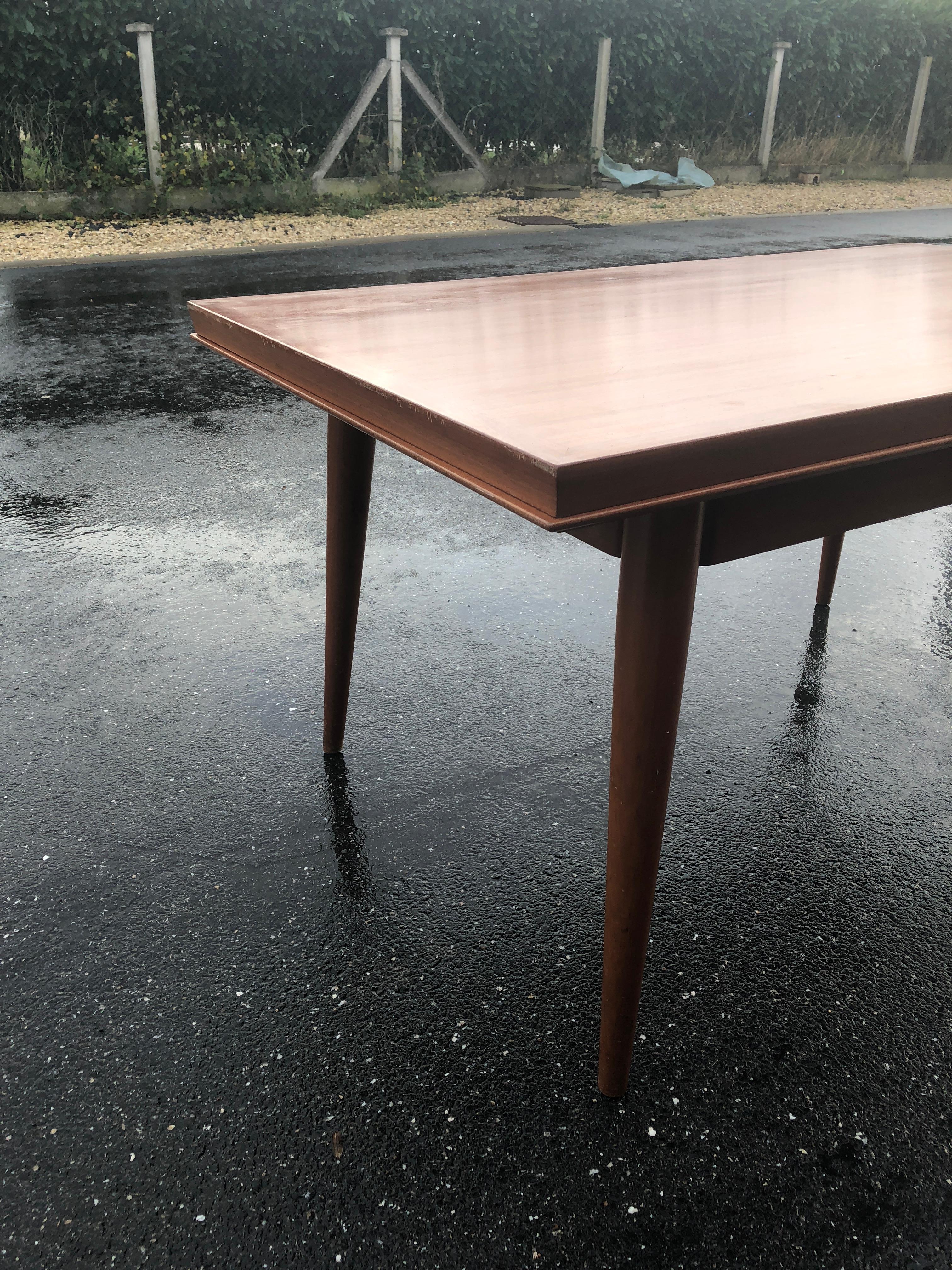 French Dining Table by Gaston Poisson with leaves For Sale