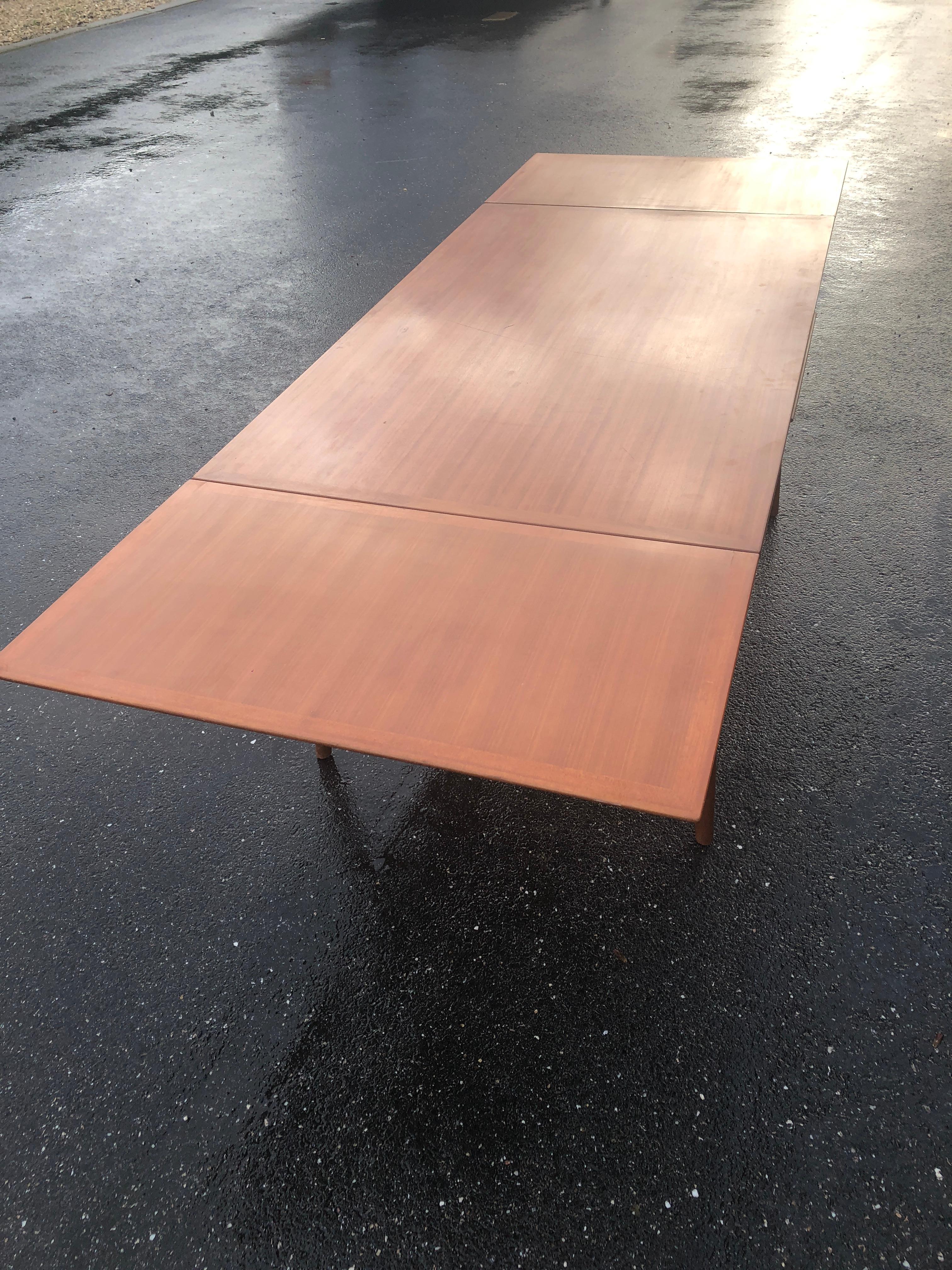 Dining Table by Gaston Poisson with leaves In Good Condition For Sale In Brooklyn, NY
