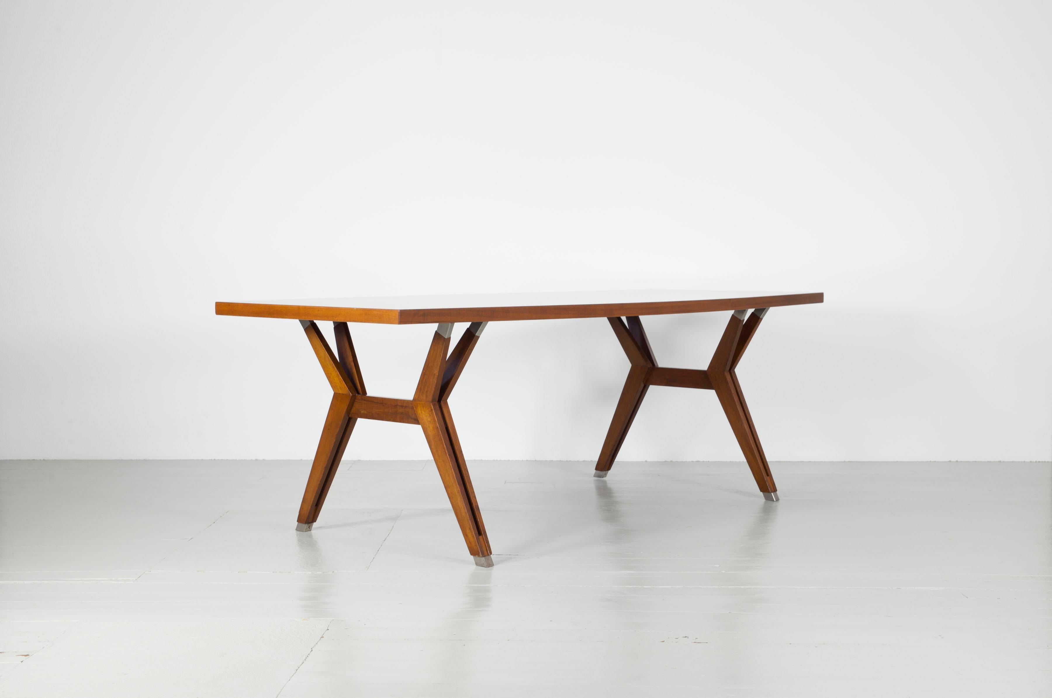 Mid-Century Modern Ico Parisi Italian Wooden Dining Table, made by MIM, 1960s