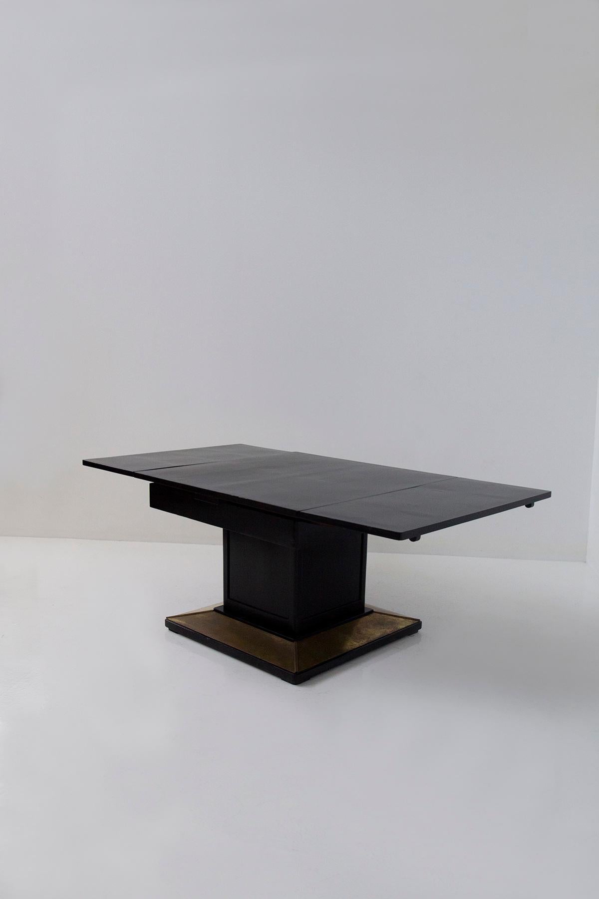 European Dining table by Josef Hoffmann un wood and brass, label