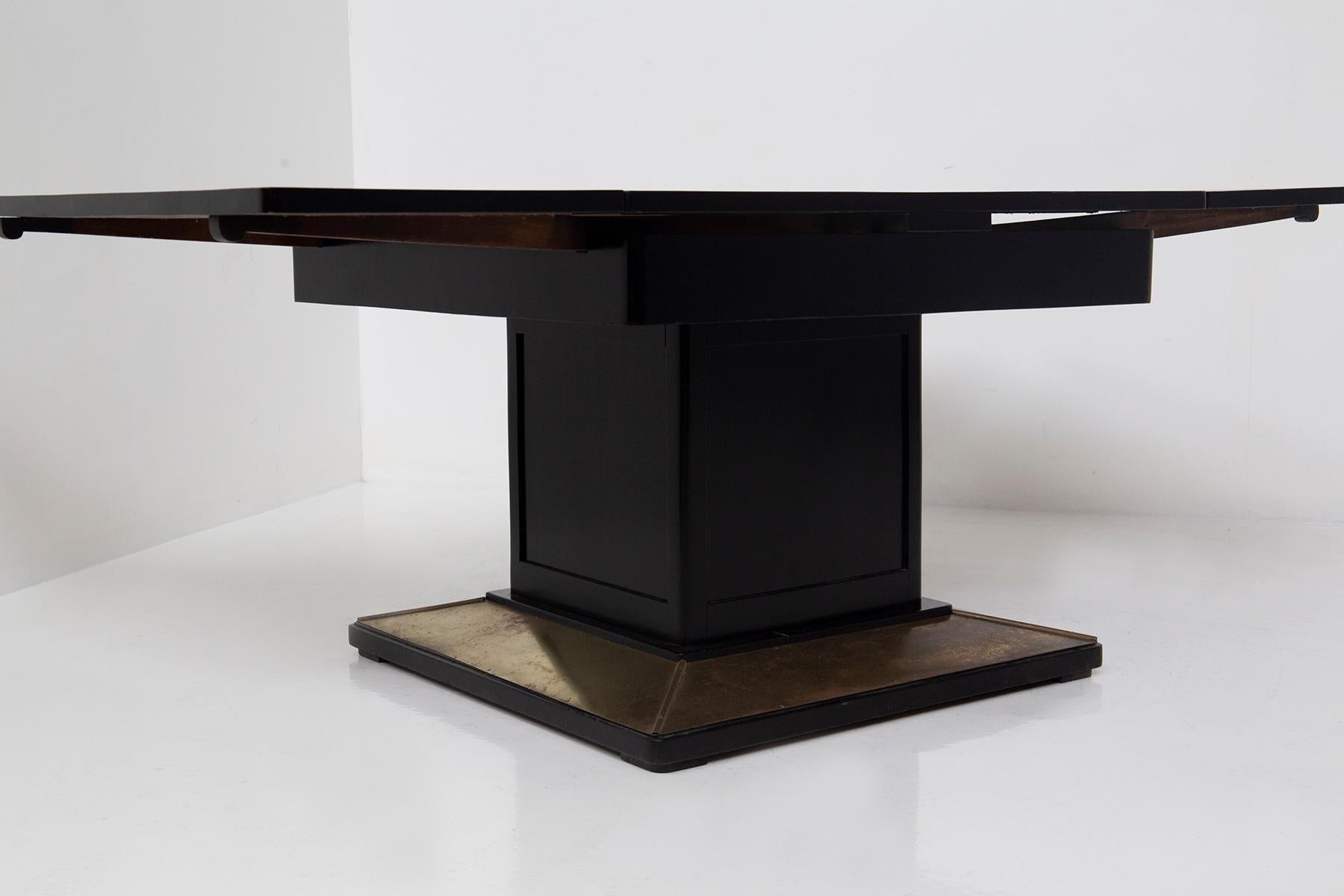 Dining table by Josef Hoffmann un wood and brass, label In Good Condition In Milano, IT