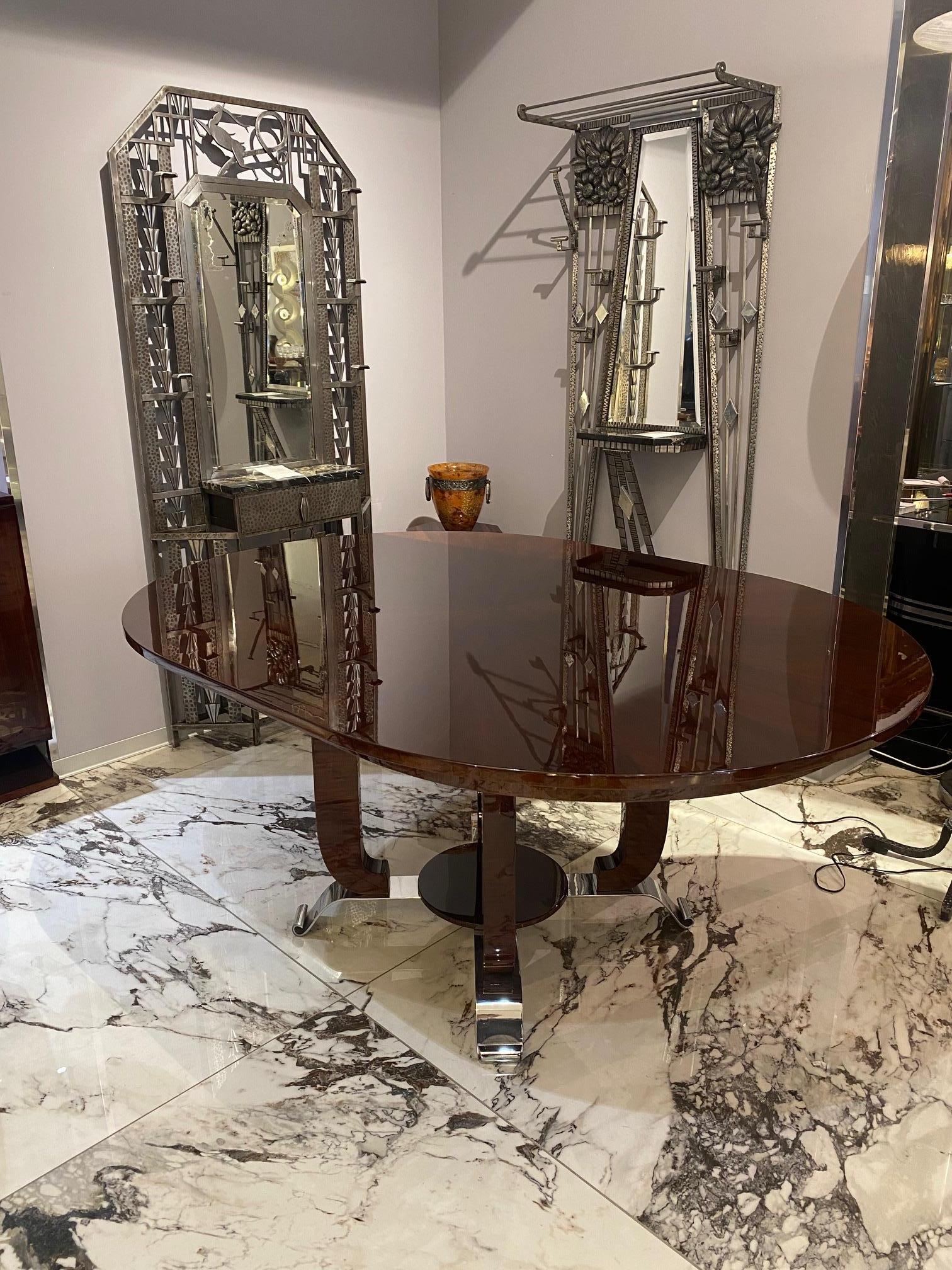 Mesa de comedor Art Déco de palisandro de Jules Leleu, años 30 Francés en venta