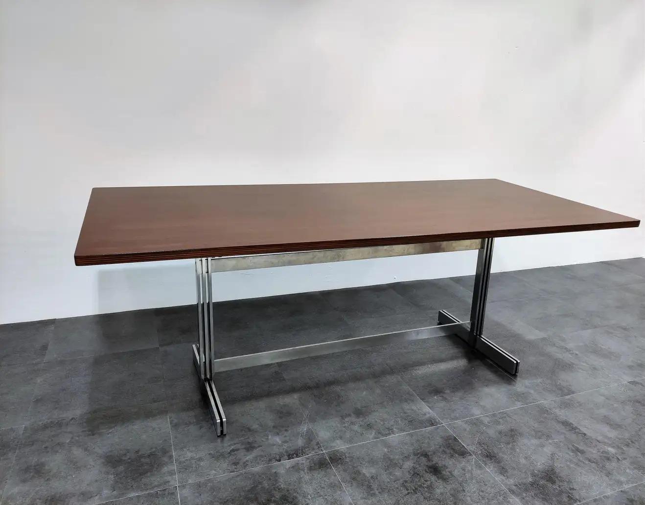 Steel Dining Table by Jules Wabbes for Mobilier Universel, 1960s For Sale