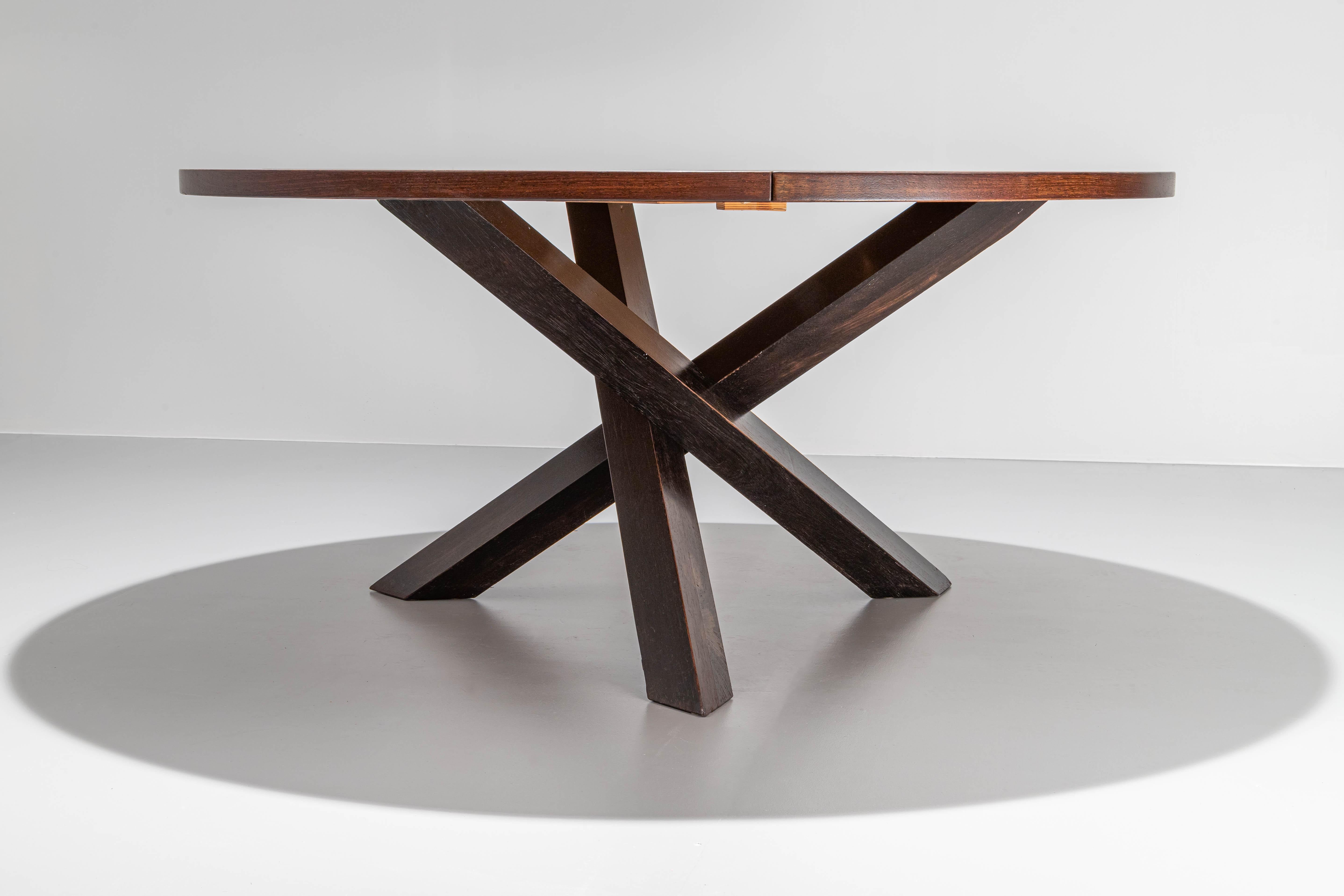 European Dining Table by Martin Visser for 't Spectrum in Wengé, the Netherlands, 1960's