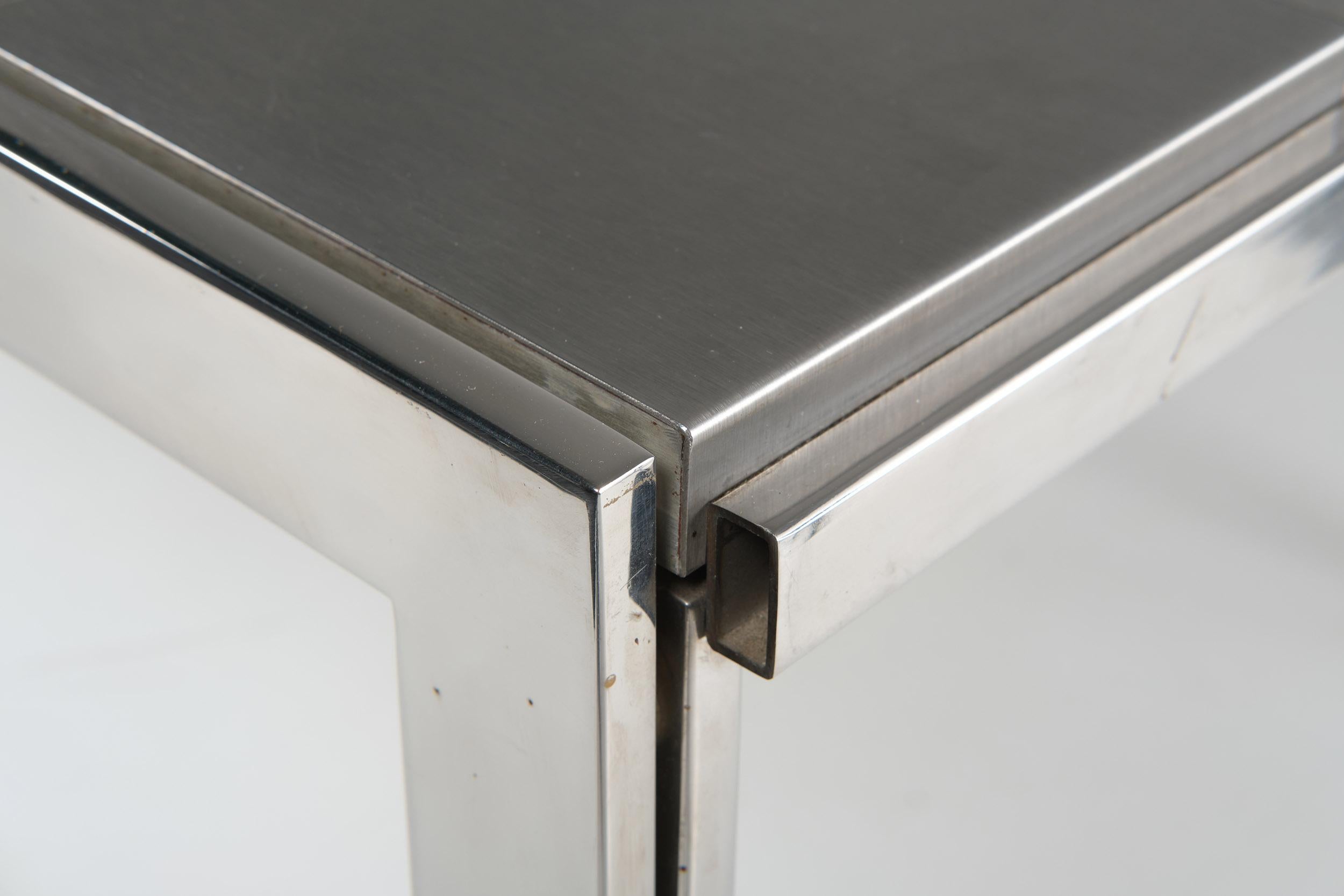 Dining Table by Ross Littell for ICF De Padova in Stainless Grey, 1970s For Sale 4