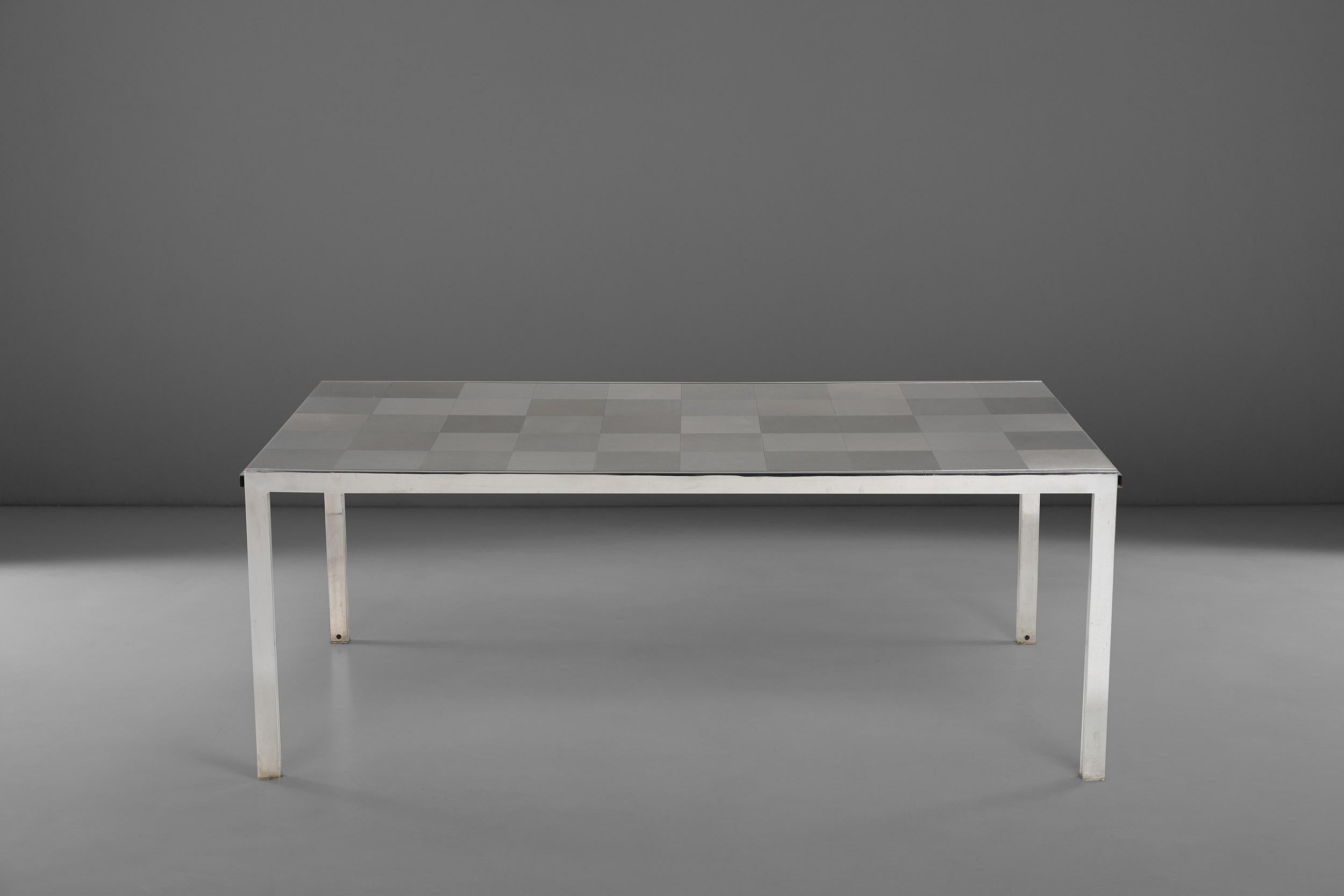 Mid-Century Modern Dining Table by Ross Littell for ICF De Padova in Stainless Grey, 1970s For Sale
