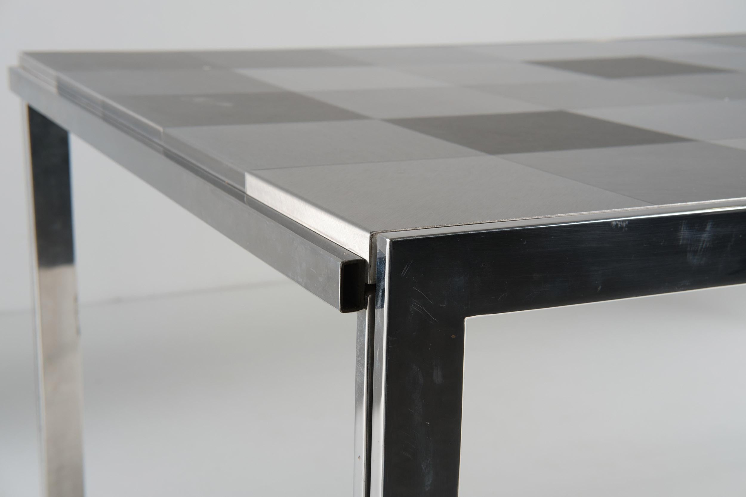 Dining Table by Ross Littell for ICF De Padova in Stainless Grey, 1970s In Good Condition For Sale In Milan, IT