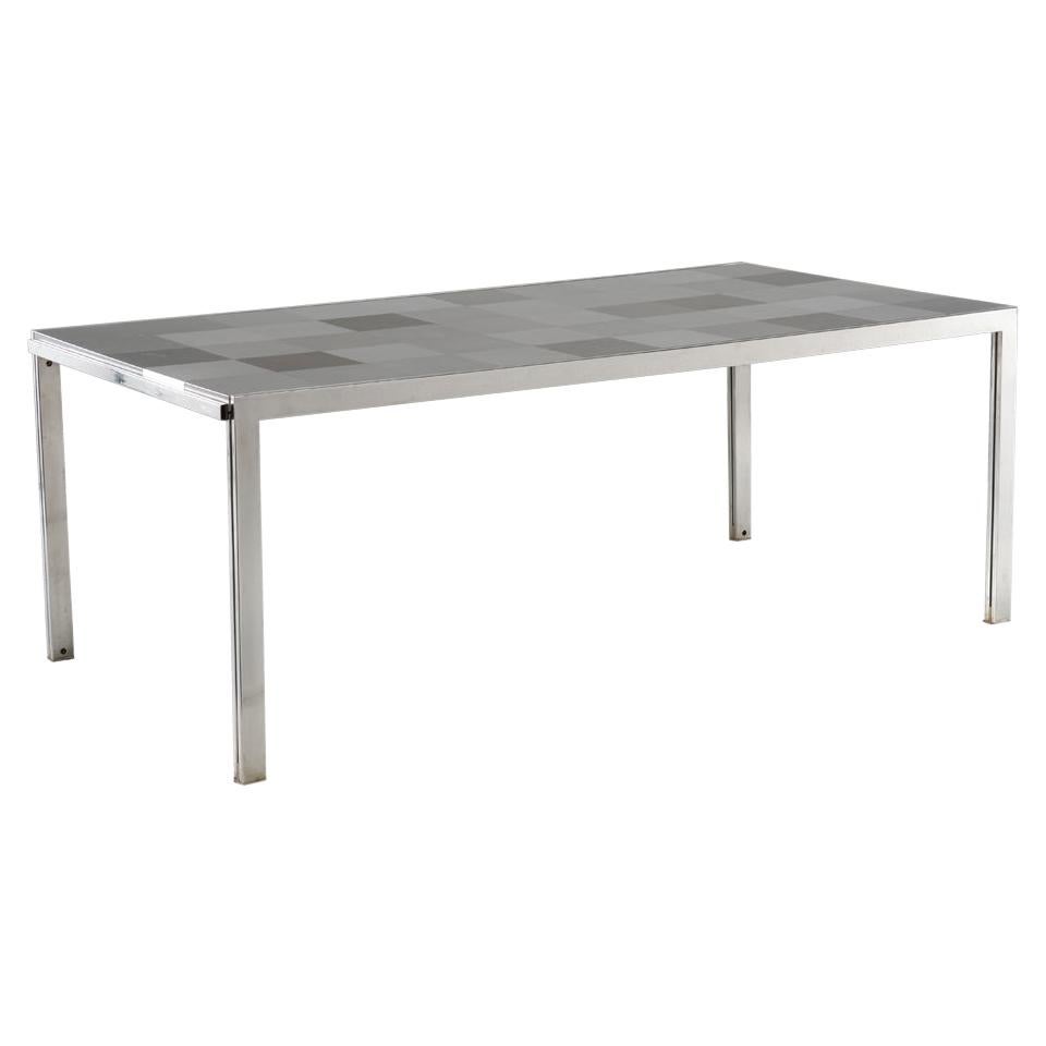 Dining Table by Ross Littell for ICF De Padova in Stainless Grey, 1970s For Sale