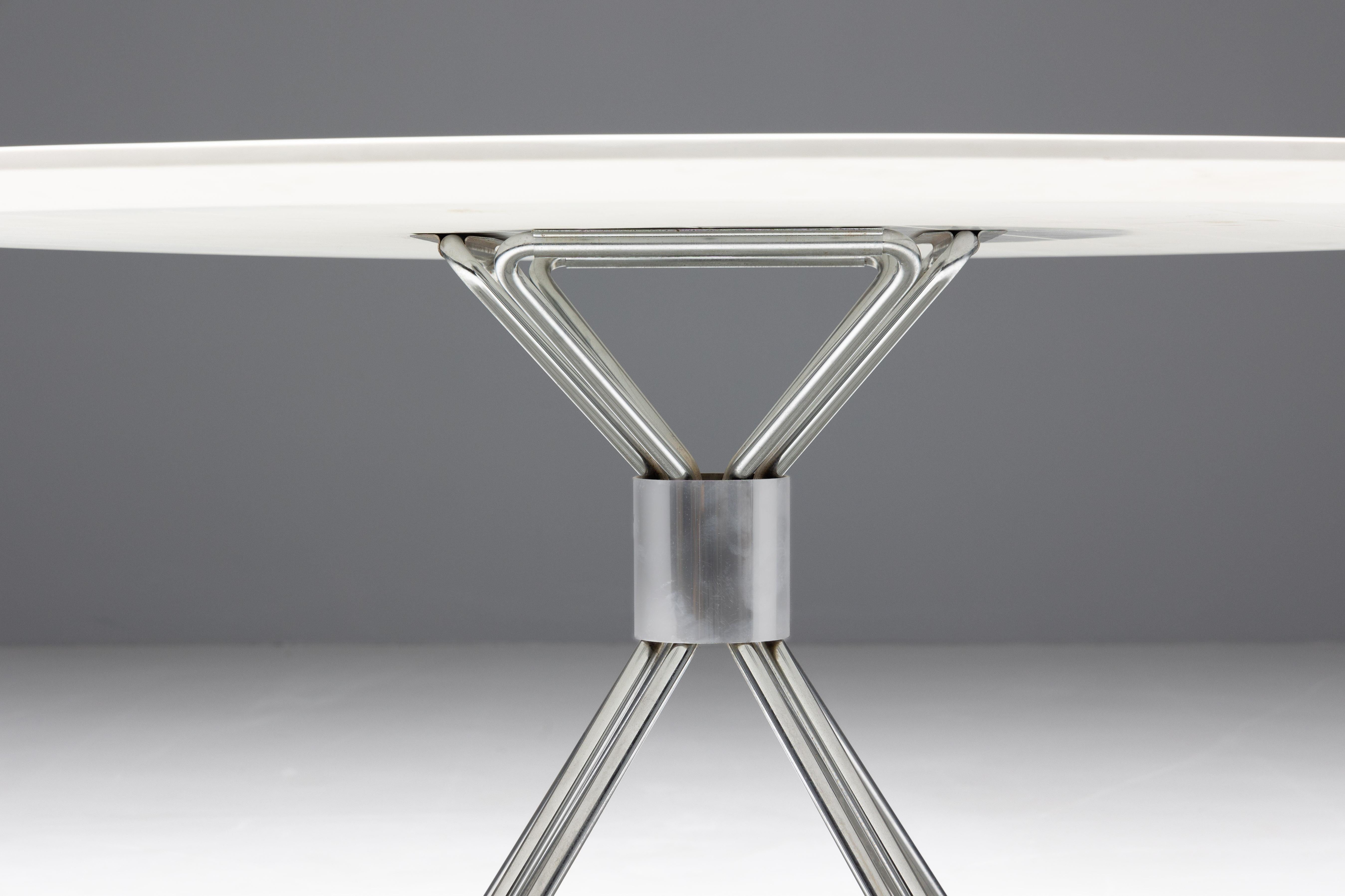 Chrome Table de salle à manger Rudi Verhelst pour Novalux, Belgique, 1970 en vente