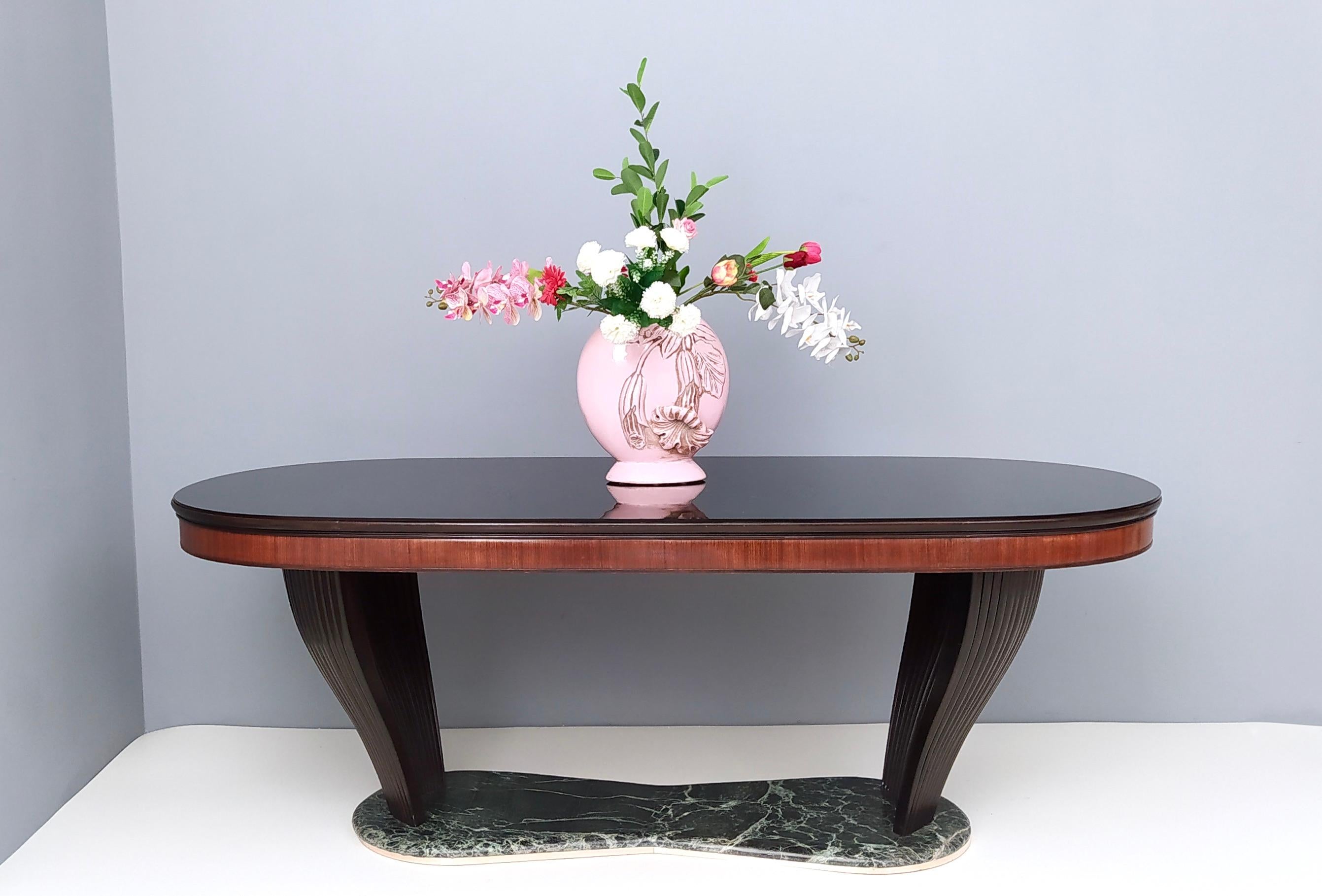 Mid-Century Modern Vintage Dining Table by Vittorio Dassi with Opaline Glass Top and Marble Base For Sale