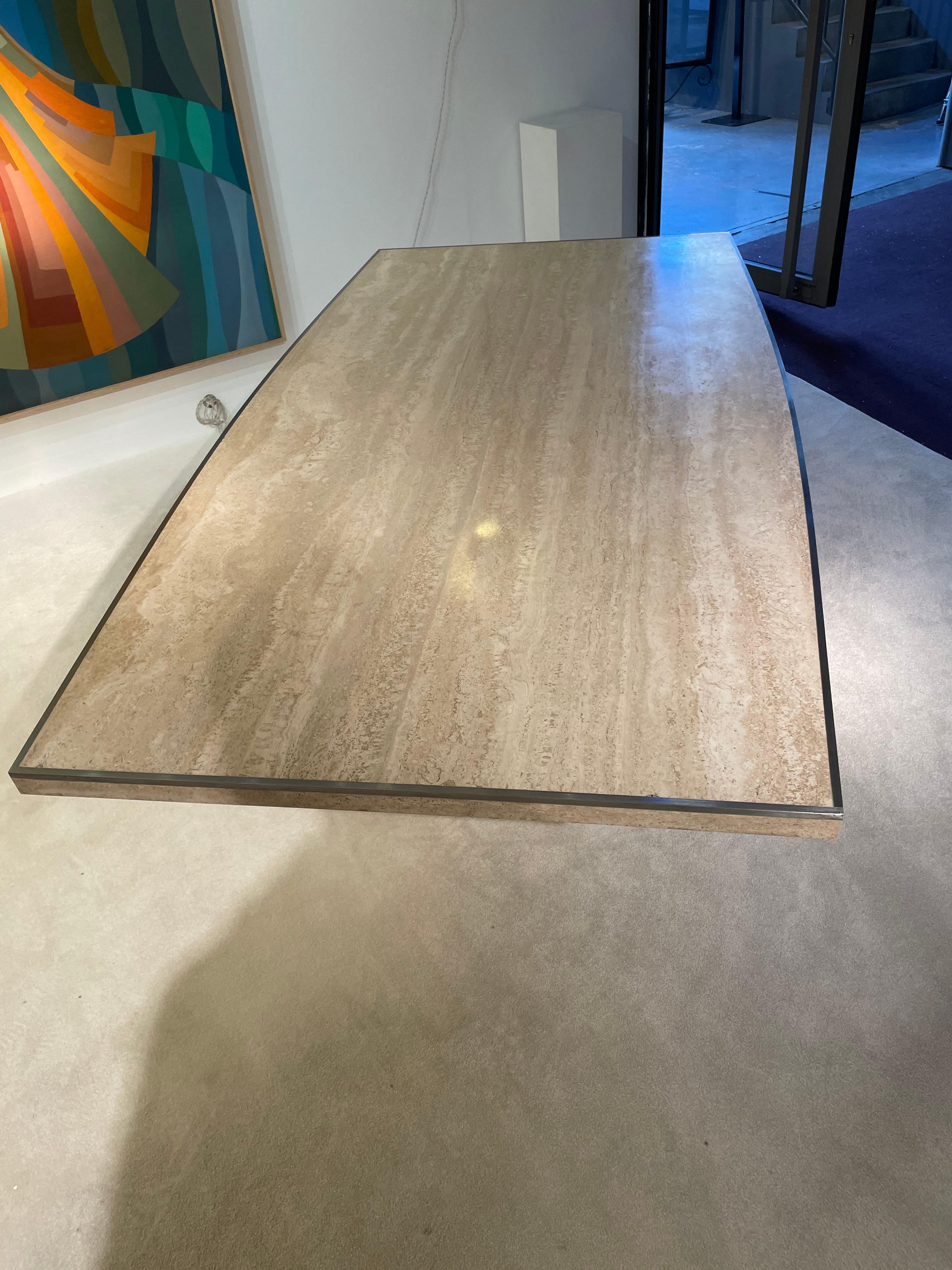 Travertine Dining Table by Willy Rizzo