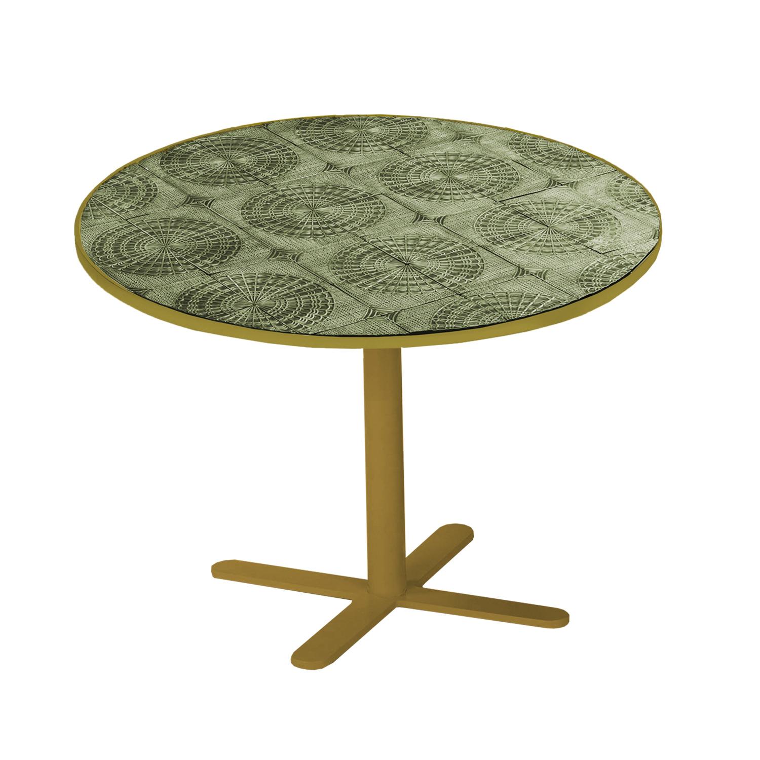 Portuguese Dining Table Caldas 75Ø with Handmade Tiles For Sale