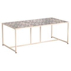 Dining Table Caldas Rectangle with Sage Stripes Handmade Tiles