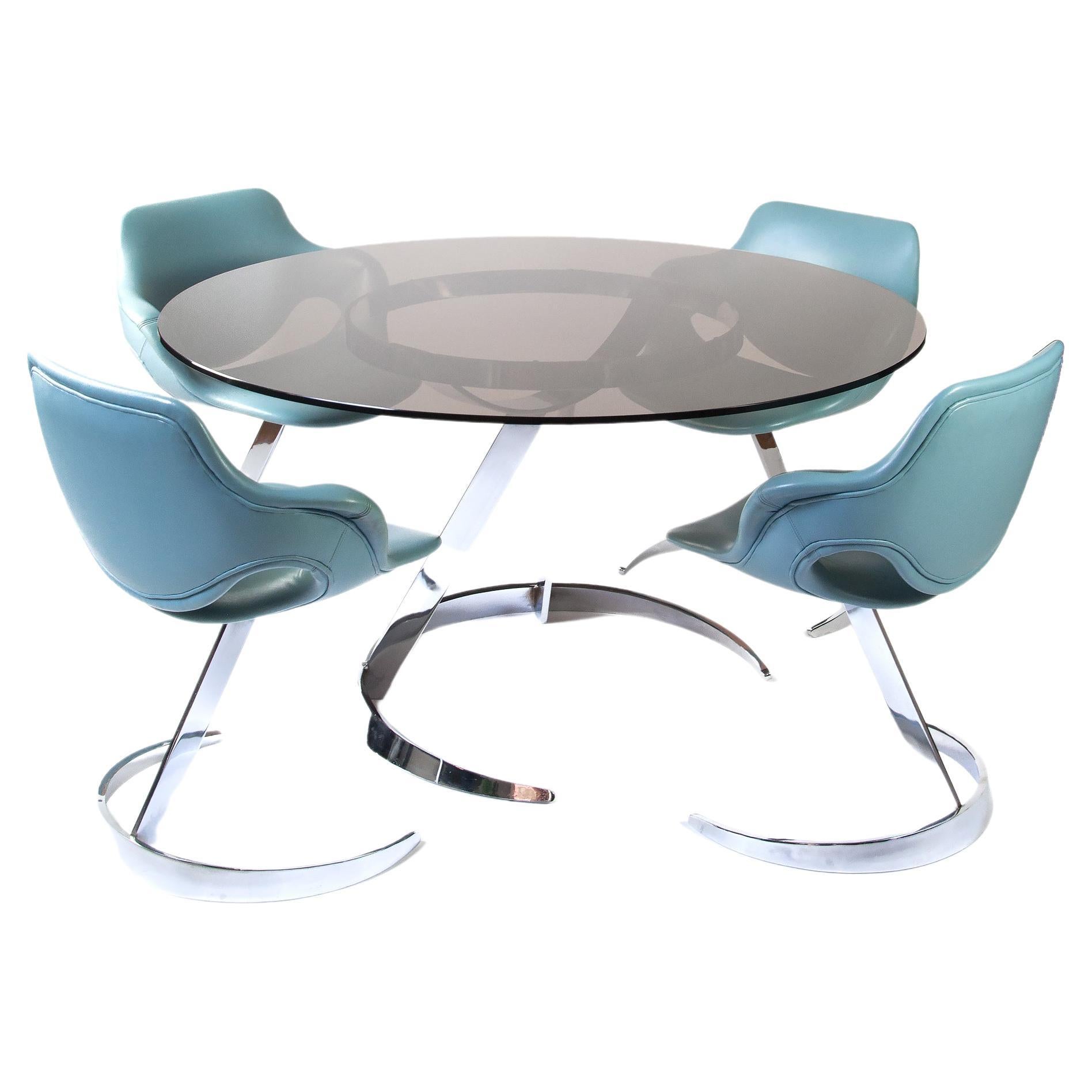 Dining Table & Chairs Set by Boris Tabacoff for Mobilier Modular Moderne, 1970's For Sale
