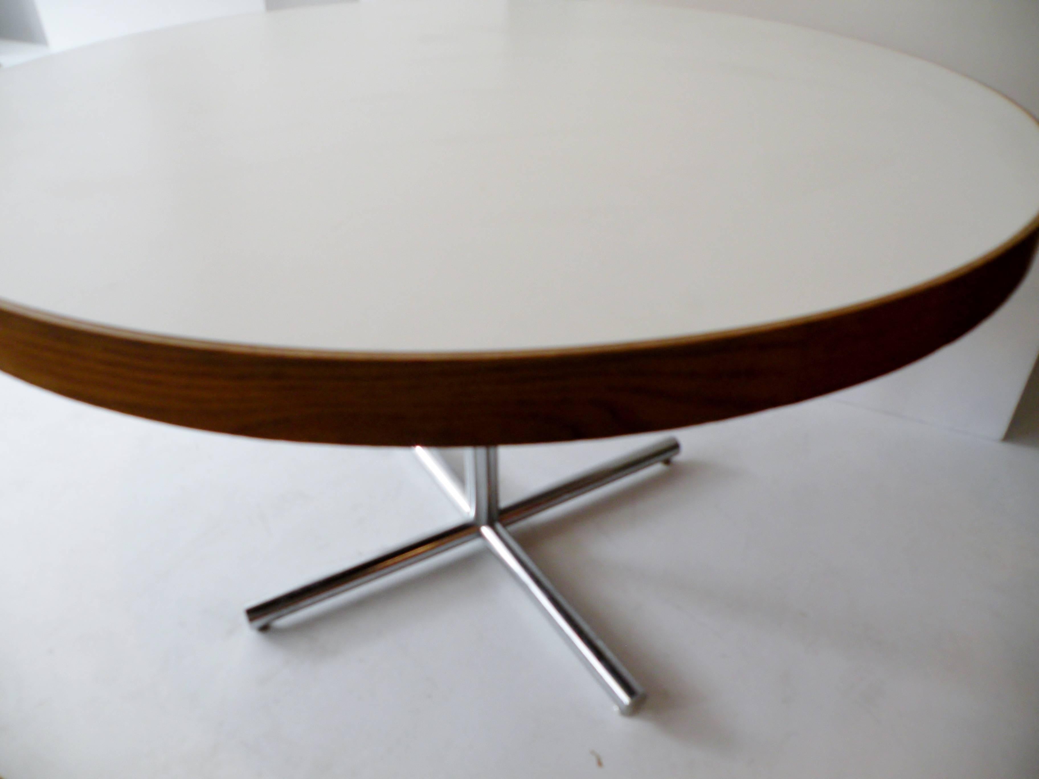 Mid-Century Modern Dining Table Chrome Teak
