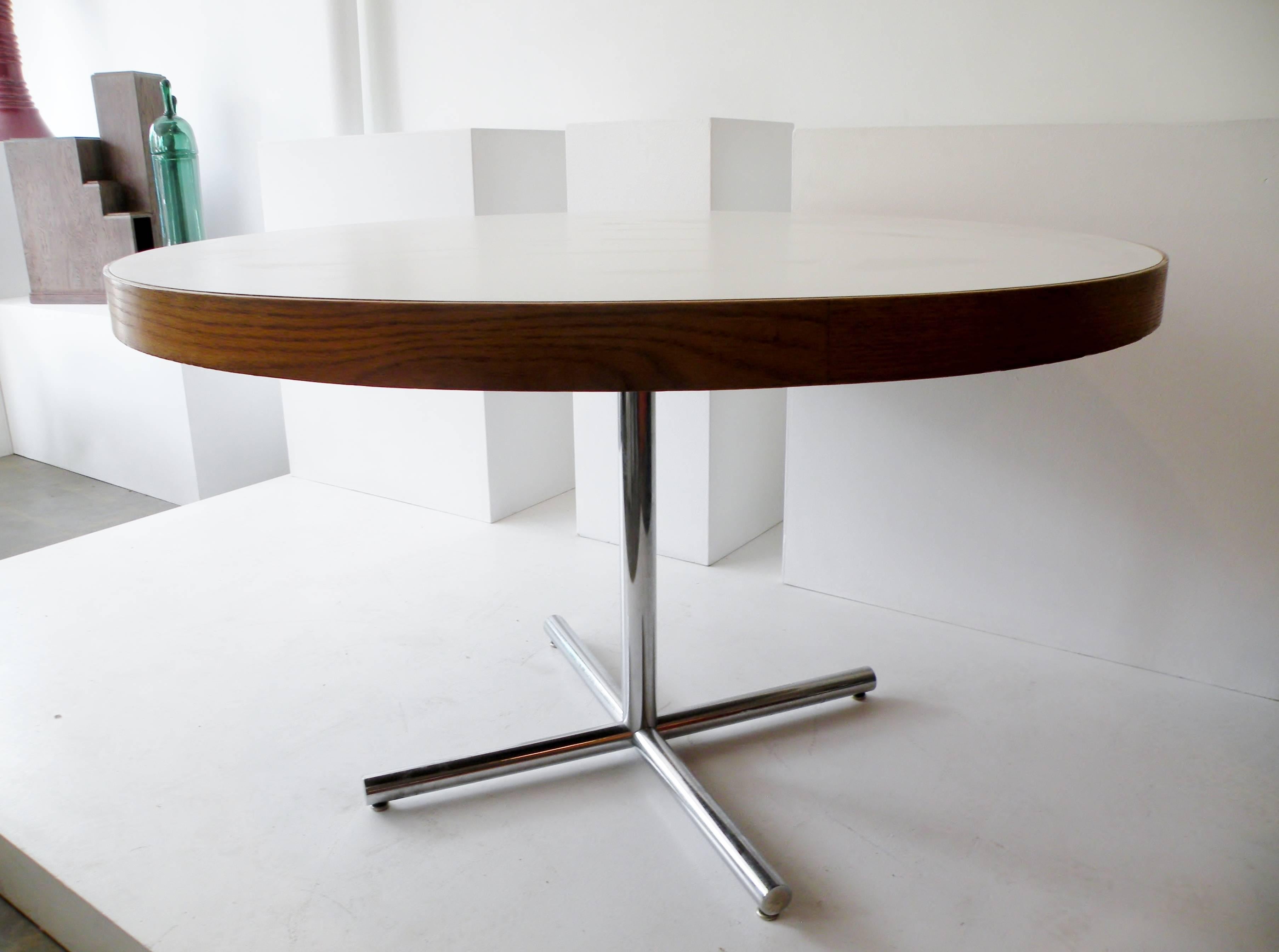 Late 20th Century Dining Table Chrome Teak