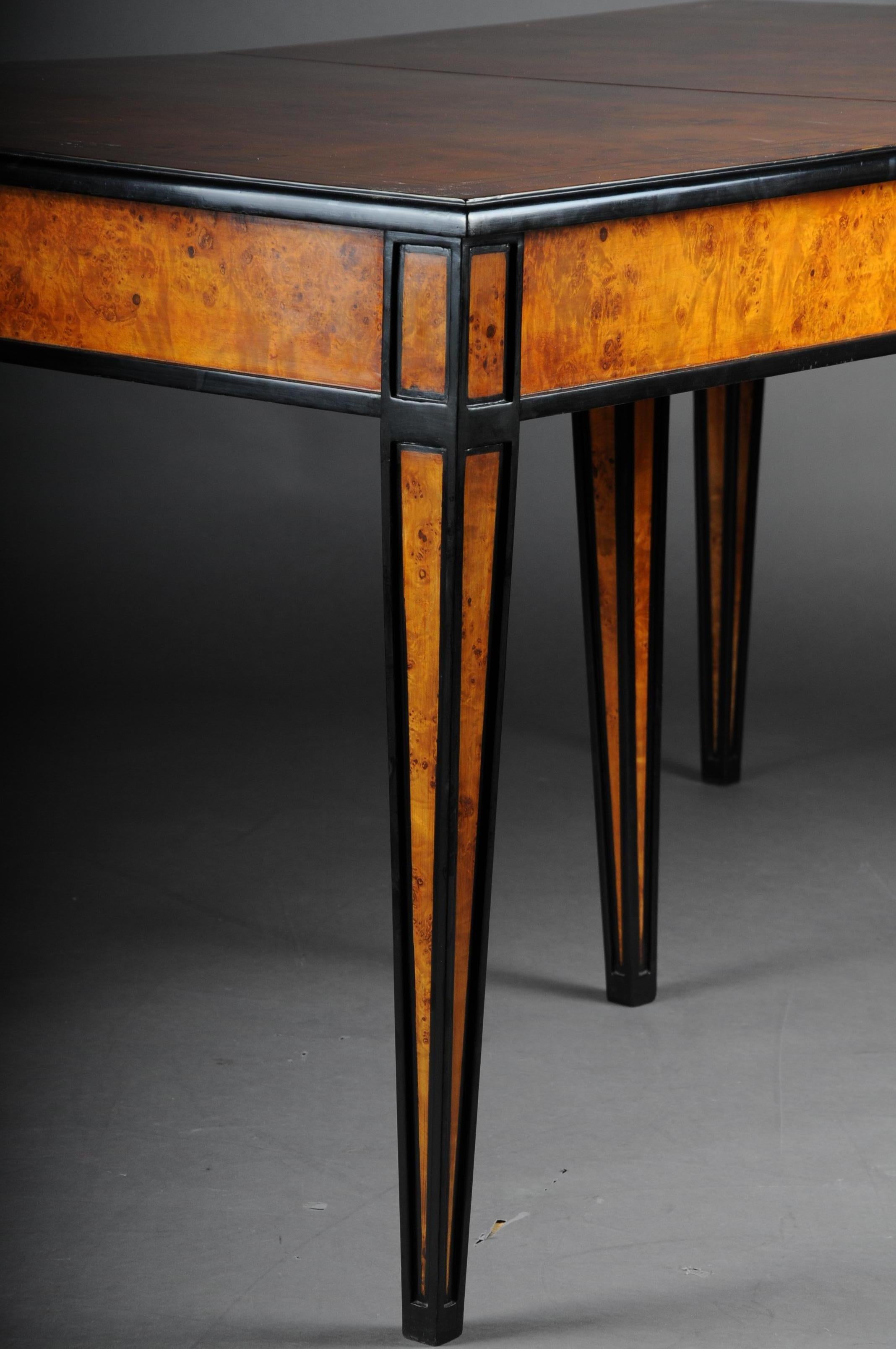 Ebonized Dining Table / Conference Table, Extendable in Biedermeier Style, Maple