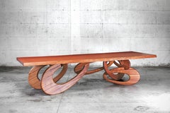 Dining Table Solid Slab Wood Mahogany Collectible Design Handmade Italy