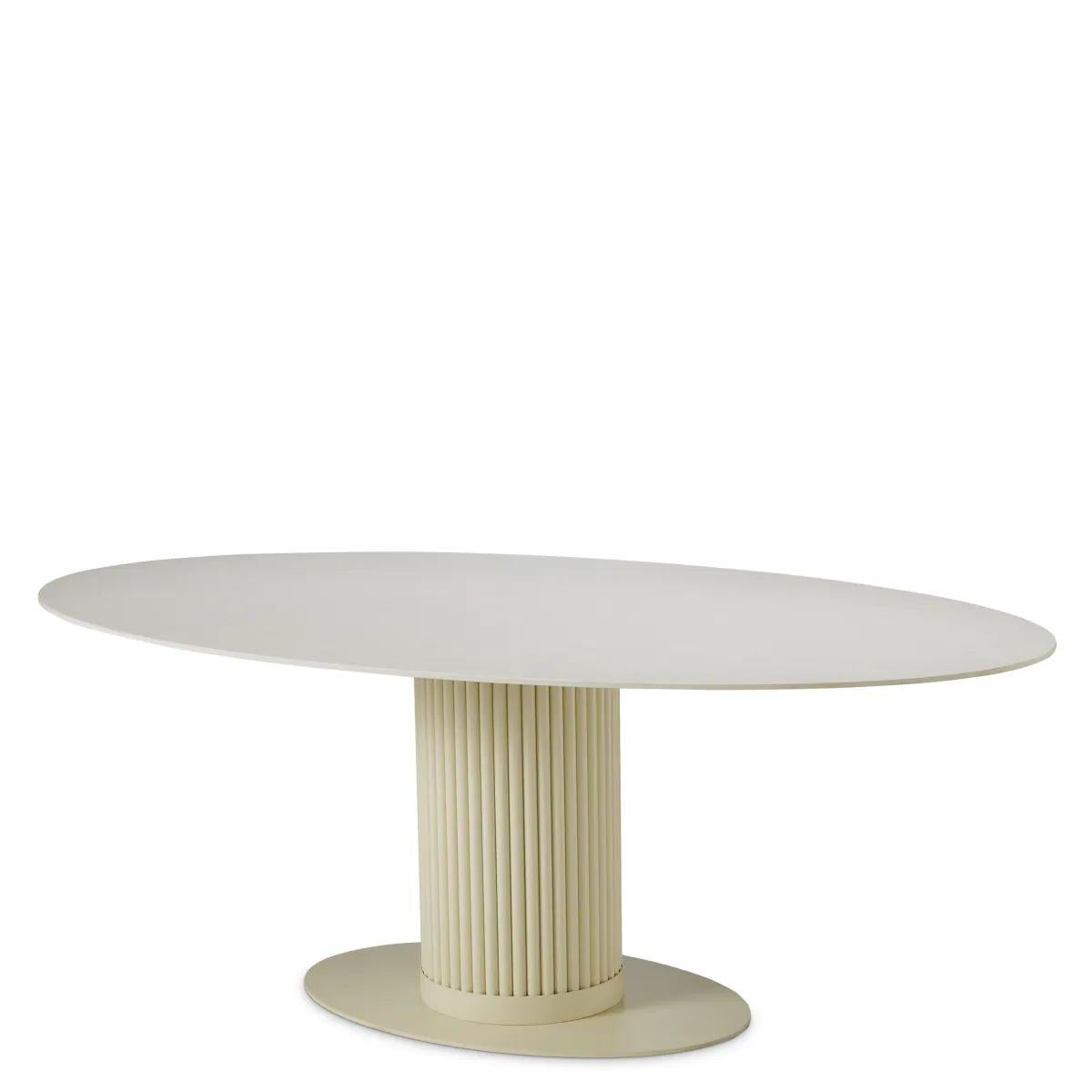 Dining Table – Cream Ceramic Top with Sand Finish For Sale 2