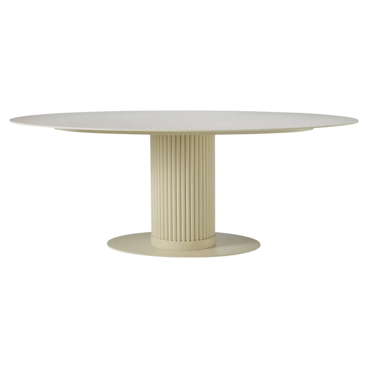 Dining Table – Cream Ceramic Top with Sand Finish For Sale