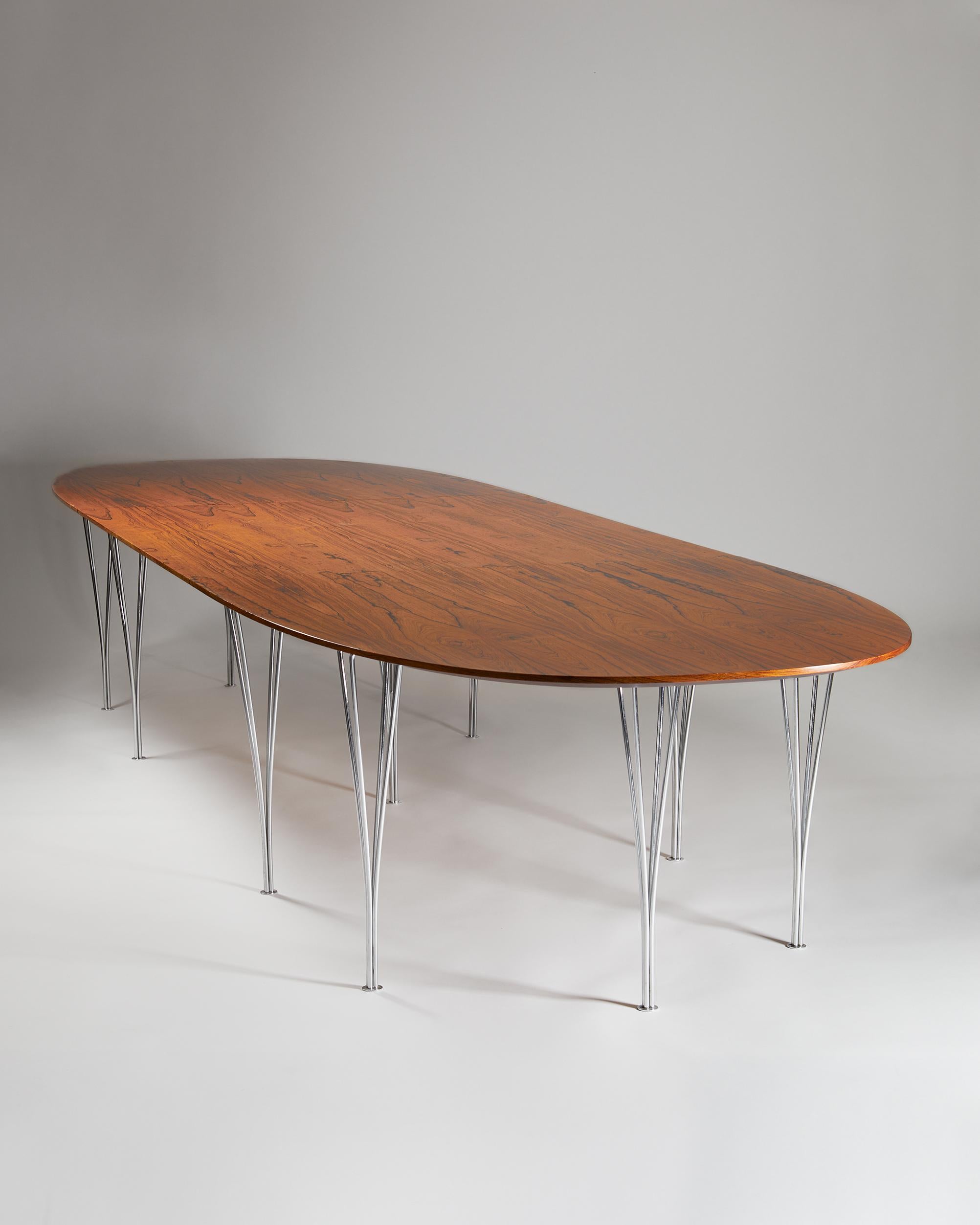 Mid-Century Modern Dining Table Designed by Bruno Mathsson and Piet Hein, Denmark, 1980s