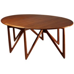 Dining Table Designed by Niels Koefoed, Drop Leaf Table, Denmark, 1960's