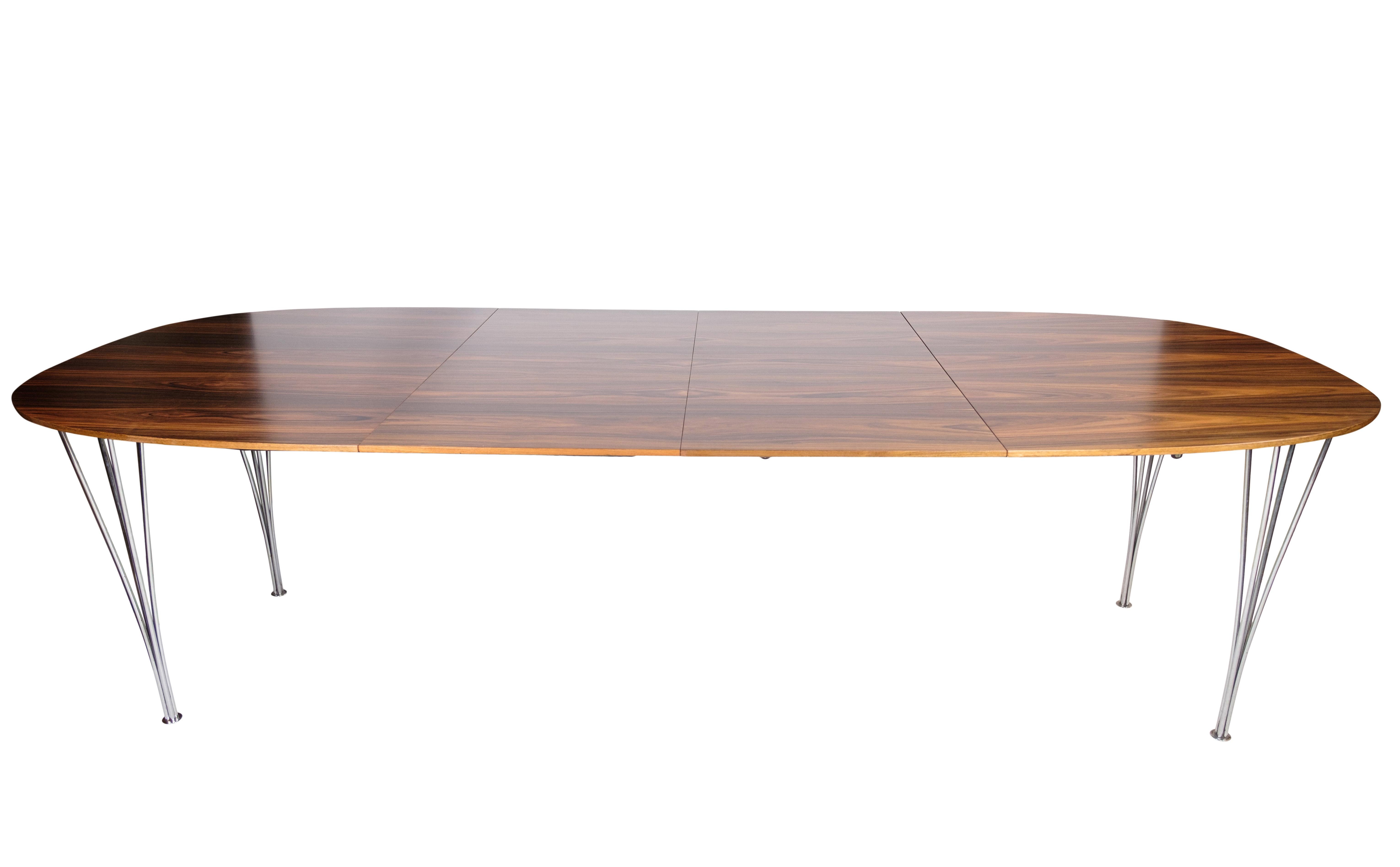 Mid-Century Modern Dining Table Made In Rosewood By Piet Hein & Bruno Mathsson From 1960s For Sale