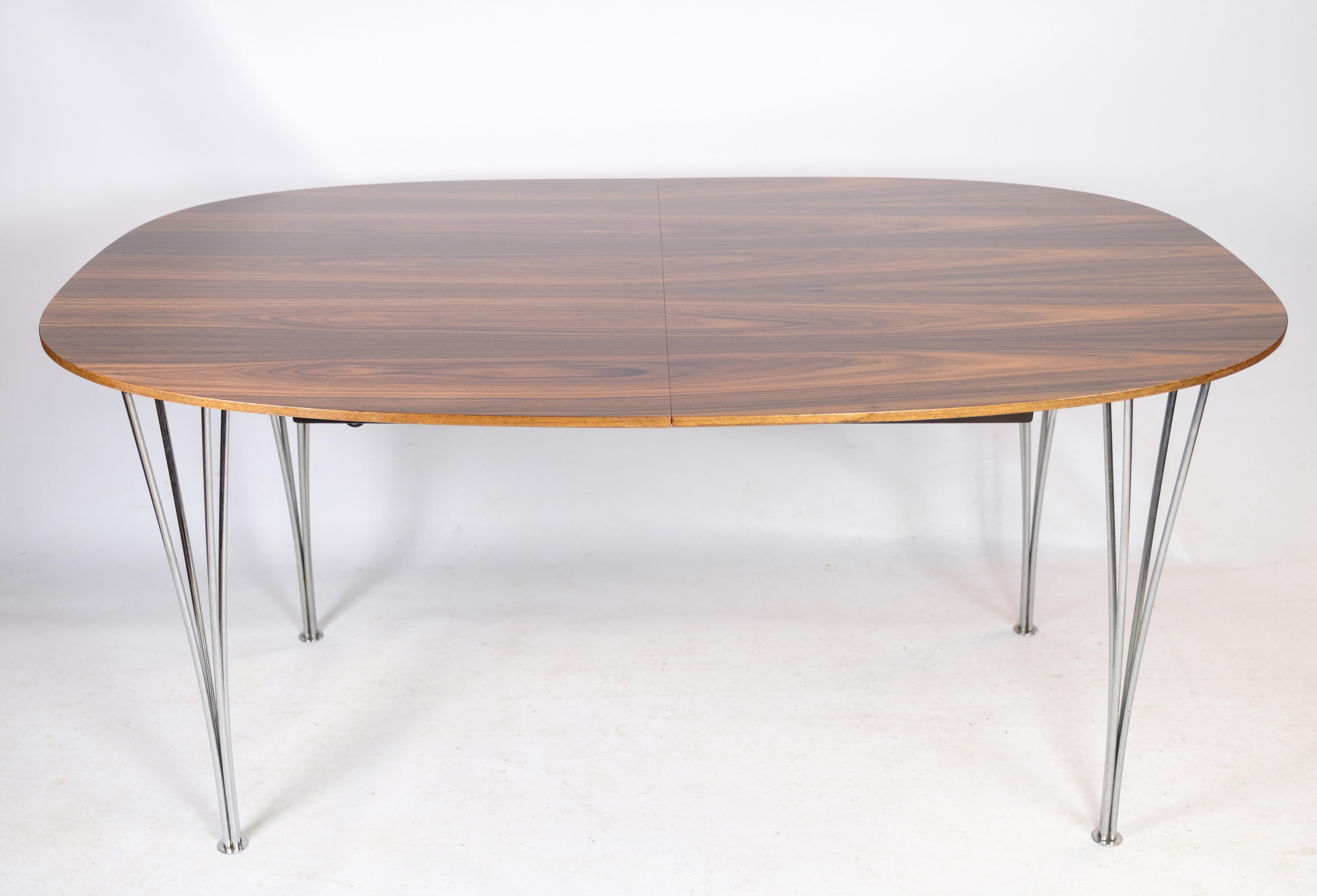 Aluminum Dining Table Made In Rosewood By Piet Hein & Bruno Mathsson From 1960s For Sale