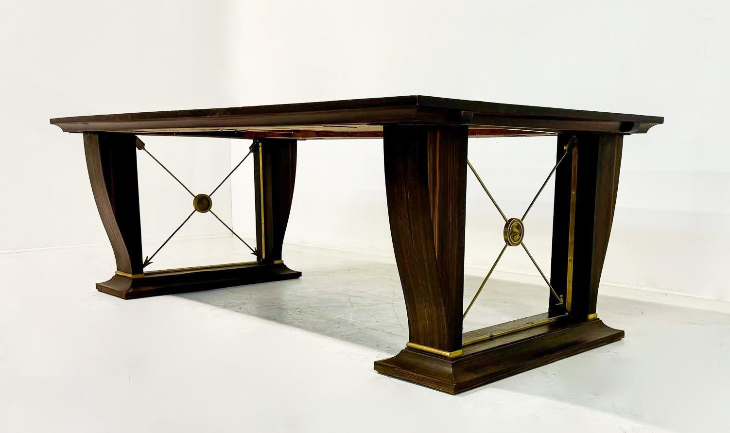 Legno Tavolo da pranzo/scrivania, Ebano Macassar, anni '40 in vendita