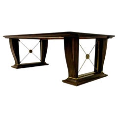 Mesa de comedor/escritorio, ébano de Macassar, años 40