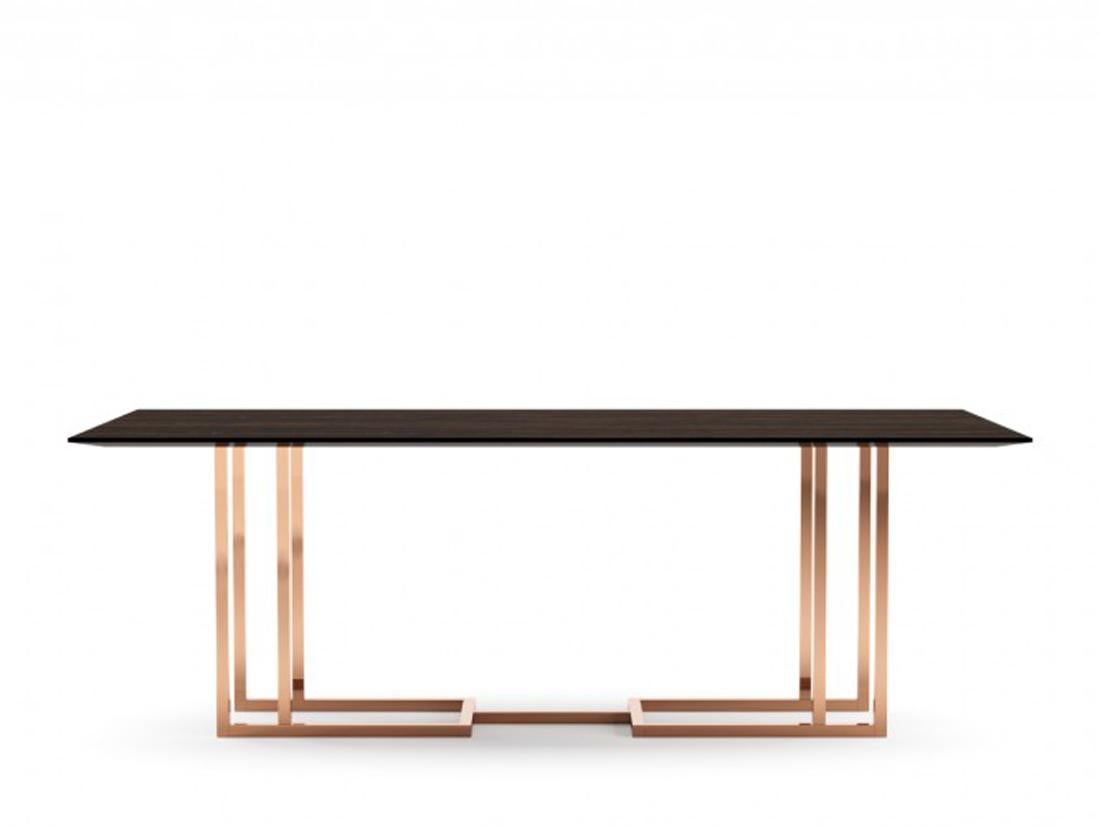 Dining table,
Dining table art modern
W 220 cm D 110 cm H 75 cm
W 240 cm D 110 cm H 75 cm
Macassar ebony wood veneer
Production time: 6 weeks.
