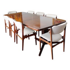 Table de salle à manger, huit chaises, deux abattants par Eric Buck, fabriqué au Danemark