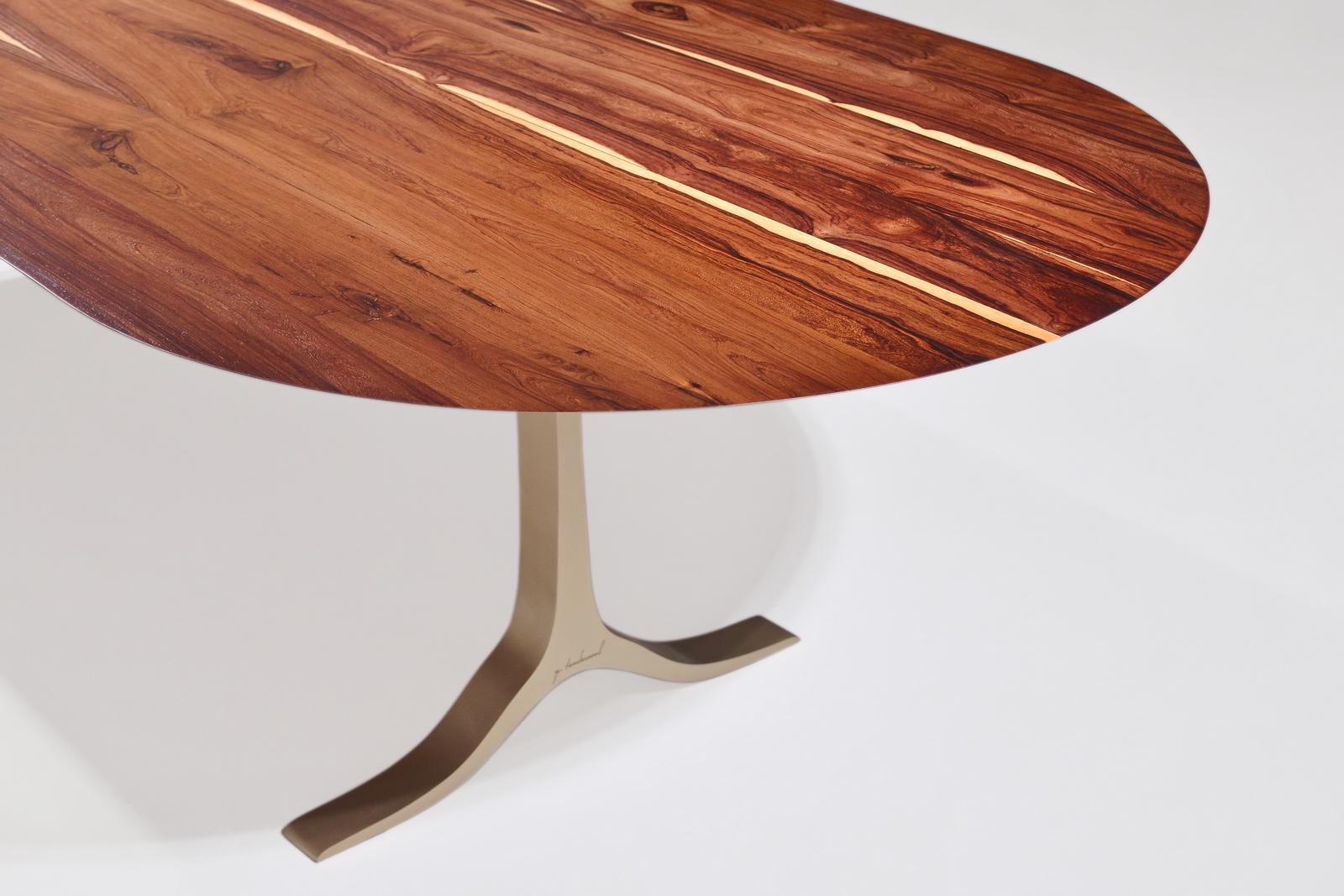 Dining Table 'English Oval', Reclaimed Hardwood, Sand Cast Brass Base For Sale 6